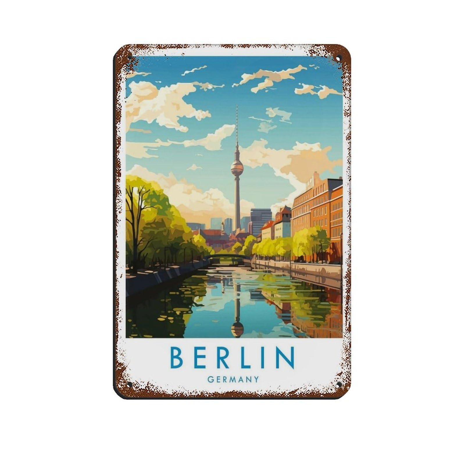 Berlin Travel Poster, Germany (25) Tin Sign Vintage Metal Pub Club Cafe Bar Home Wall Art Decoration Poster Retro 8x12inch(20x30cm)