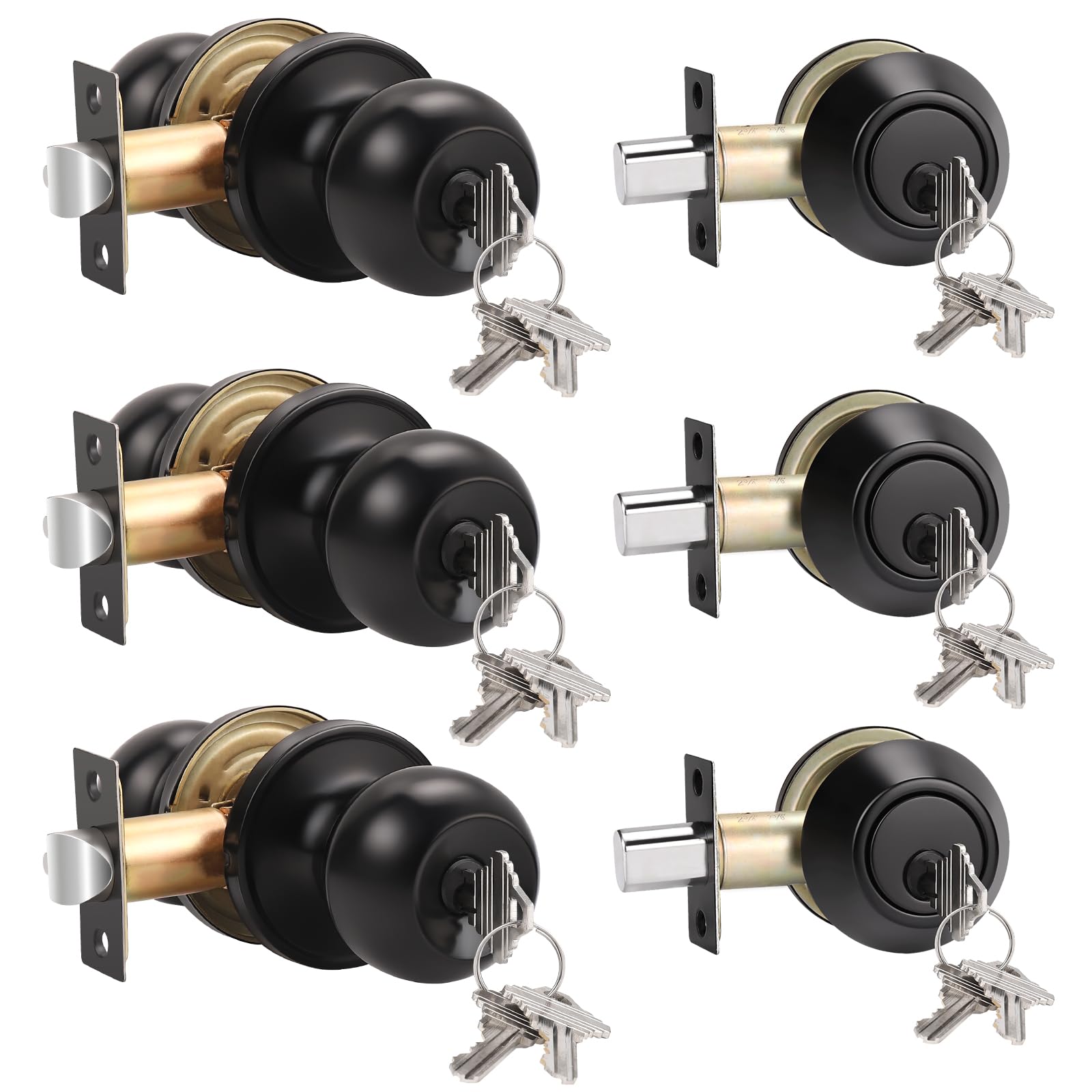 Knobonly Satin Nickel Door Knob Set - Secure & Stylish -24