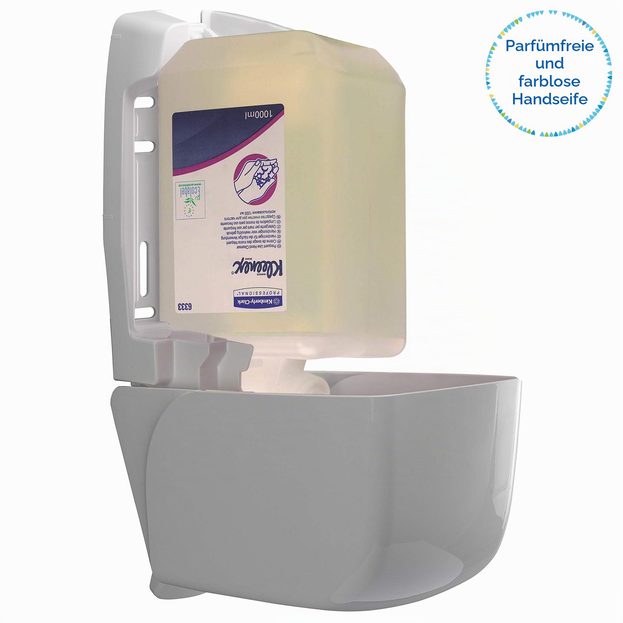 Kleenex® Seife 6333, transparenter und parfümfreier Handreiniger, geeignet für alle Hauttypen und stark frequentierte Waschräume, 6 Handreiniger-Kassetten x 1 l (insg. 6l)