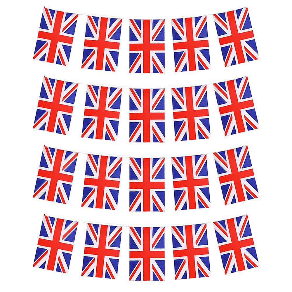 32.8Ft Union Jack Flag Bunting 38Pcs UK Britain Rectangular Flag Bunting Banner England Flag String Bunting for National Day Party Outdoor Decoration,Outdoor Banner Flags