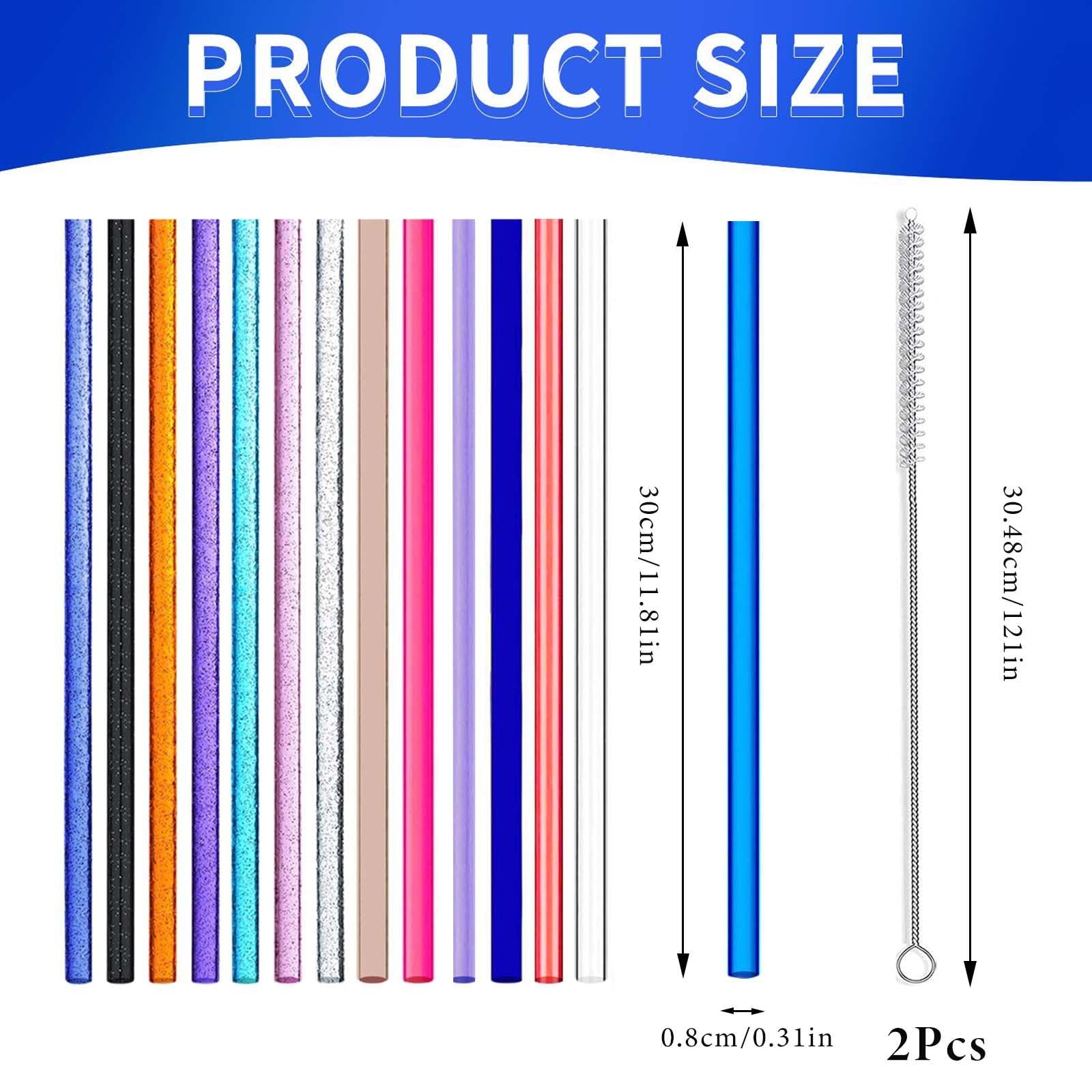 8 cannucce lunghe in acciaio inox 304, 30 cm, riutilizzabili, con spazzole per la pulizia e tappi in silicone, per bicchieri da 30/40 once, vetro e accessori Stanley Cup
