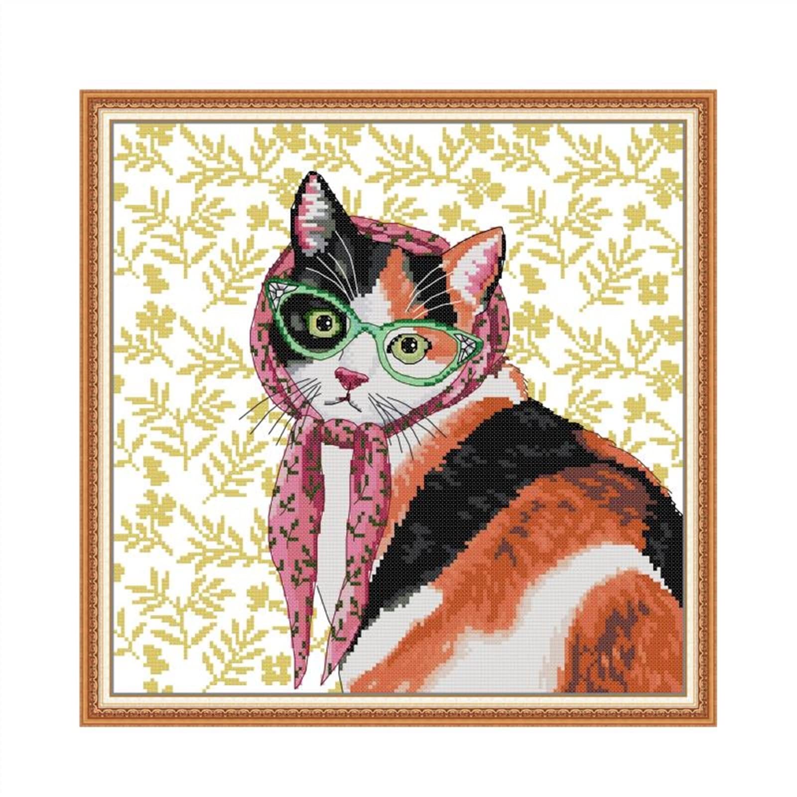 Broderie point de croix chat maman célébrant la tendresse maternelle