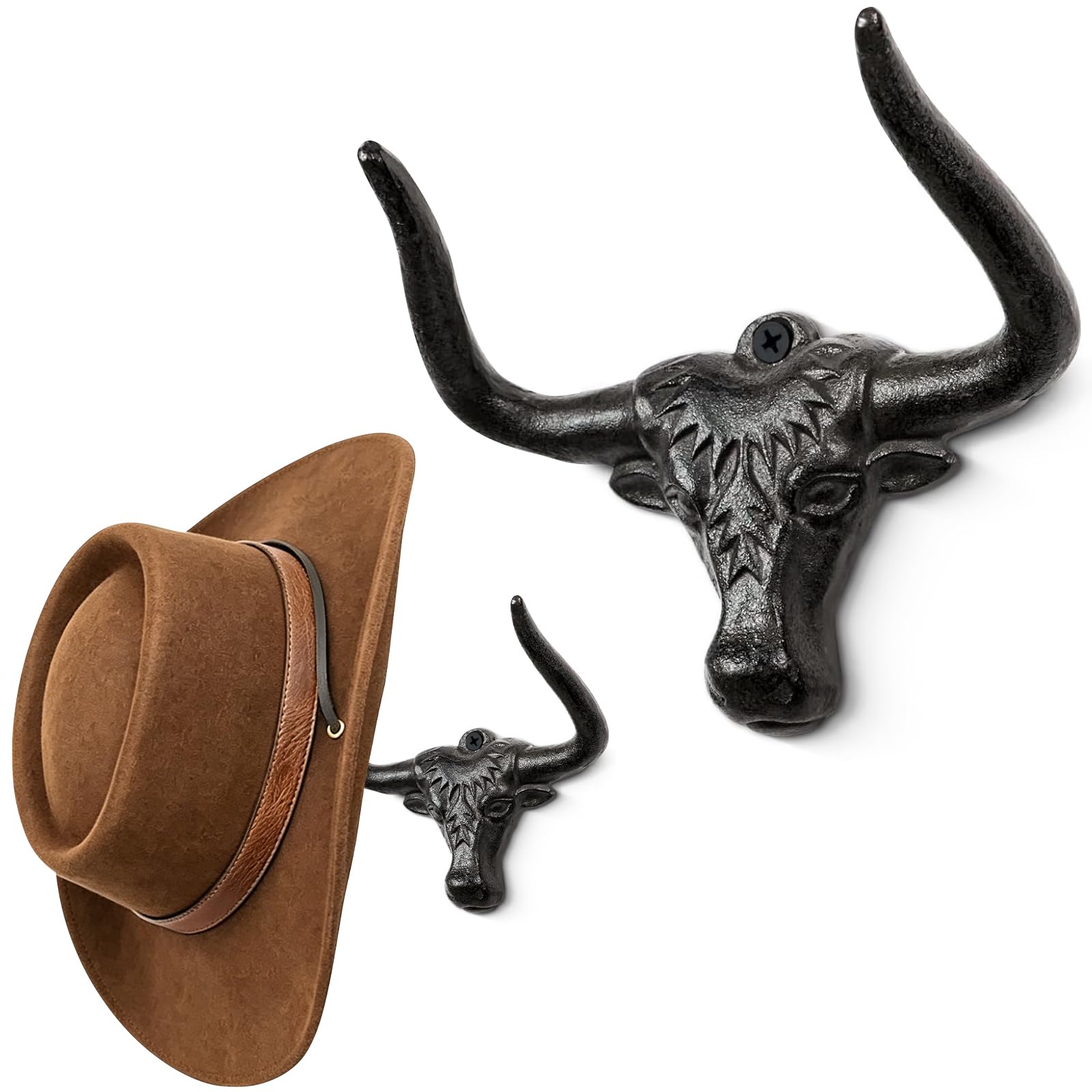 Amazon.com: Cowboy Hat Hook for Wall 2 Pack Cast Iron Cowboy Hat 
