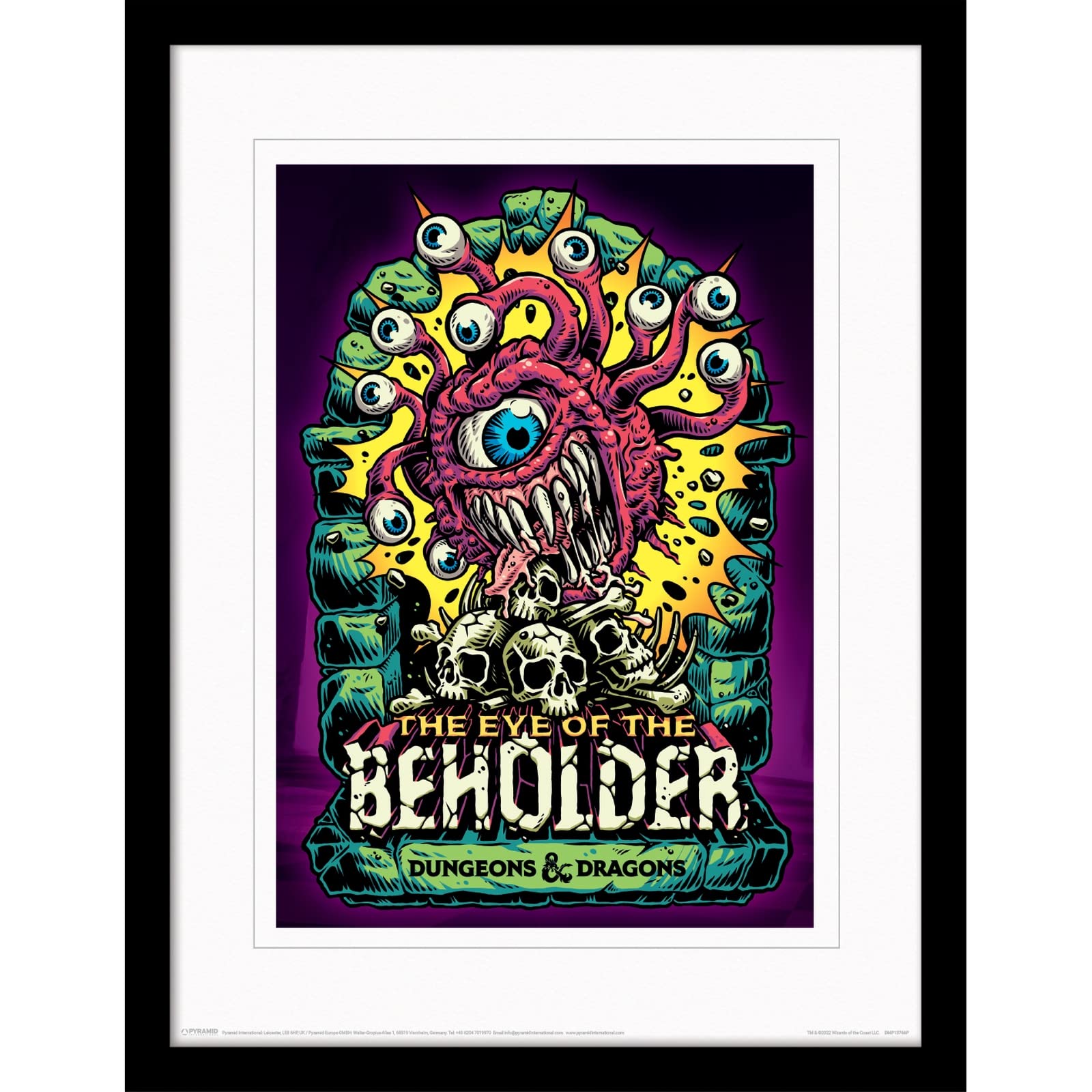 Dungeons and Dragons Print in Black Picture Frame (Beholder Design) - Wall Art Collector Edition, 30cm x 40cm - Official D&D Gifts Merchandise