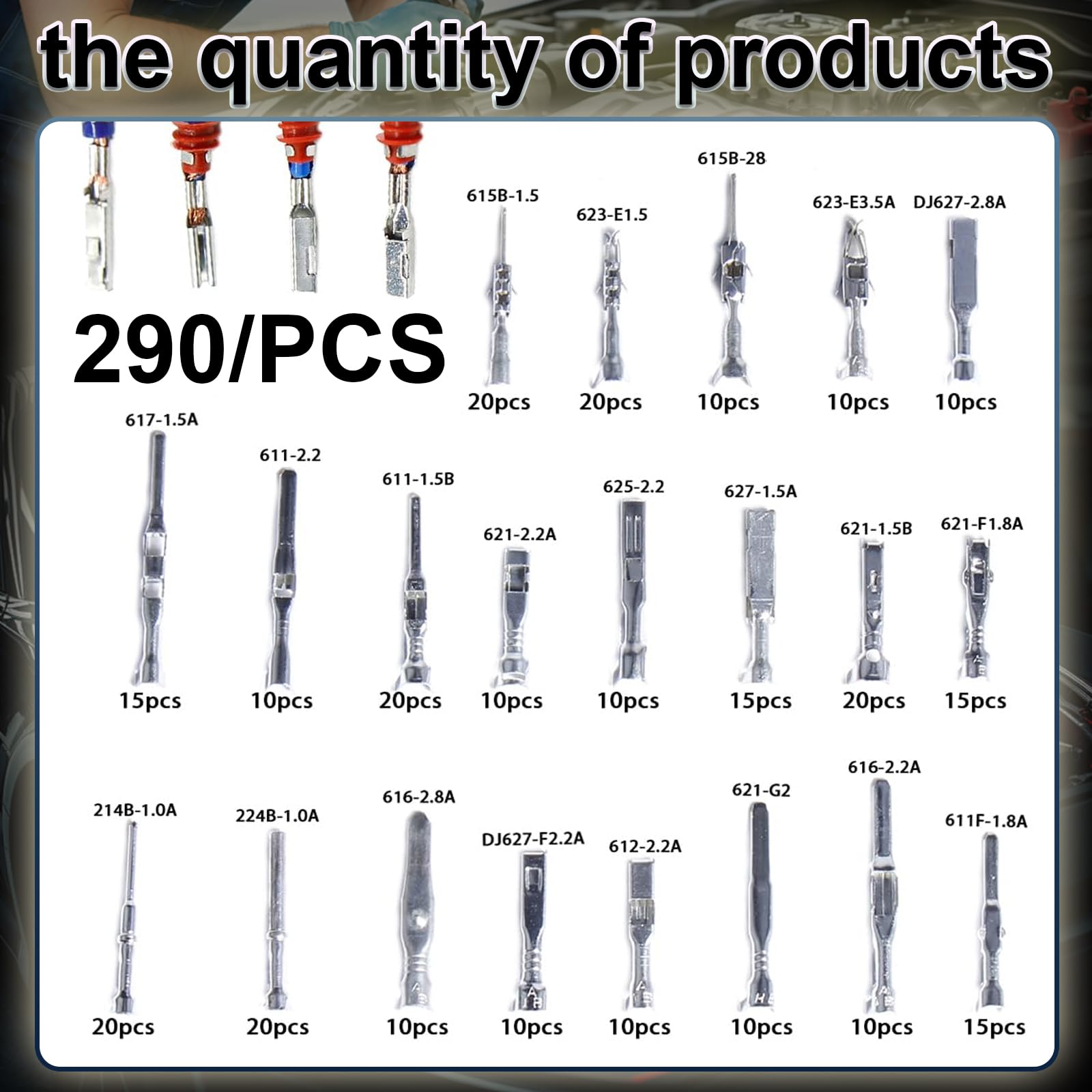 708 Pezzi Set di Capicorda a Crimpare Connettori per Auto, Pin del Connettore 1/1,5/1,8/2,2/2,3/2,5/2,8/3,5 mm Maschio e Femmina, Spina Impermeabile e Strumento di Rimozione, Per Auto Moto Barche