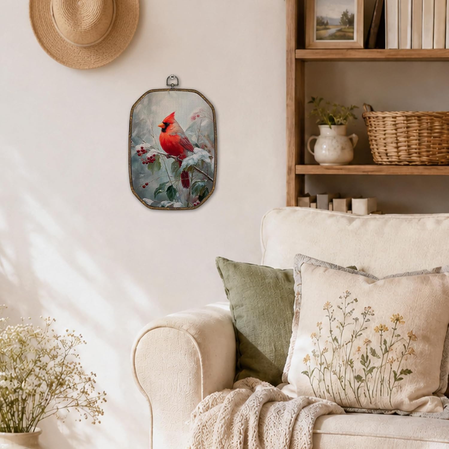 TOUZISOU Rustic Winter Christmas Cardinal Octagonal Wall Art Decor 7x10 image 2