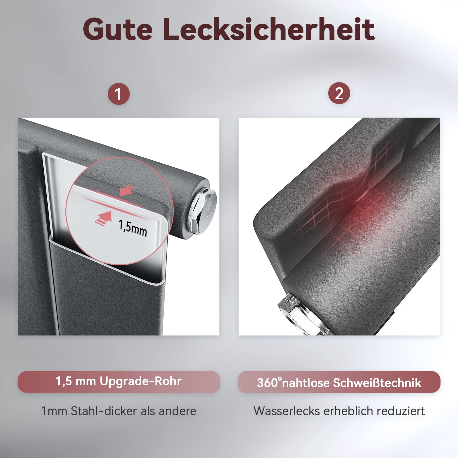 ELEGANT Heizkörper flach 600 x 311 mm Anthrazit klein vertikal Flachheizkörper für Badezimmer Badheizkörper einlagig Design Heizkörper mit Mittelanschluss