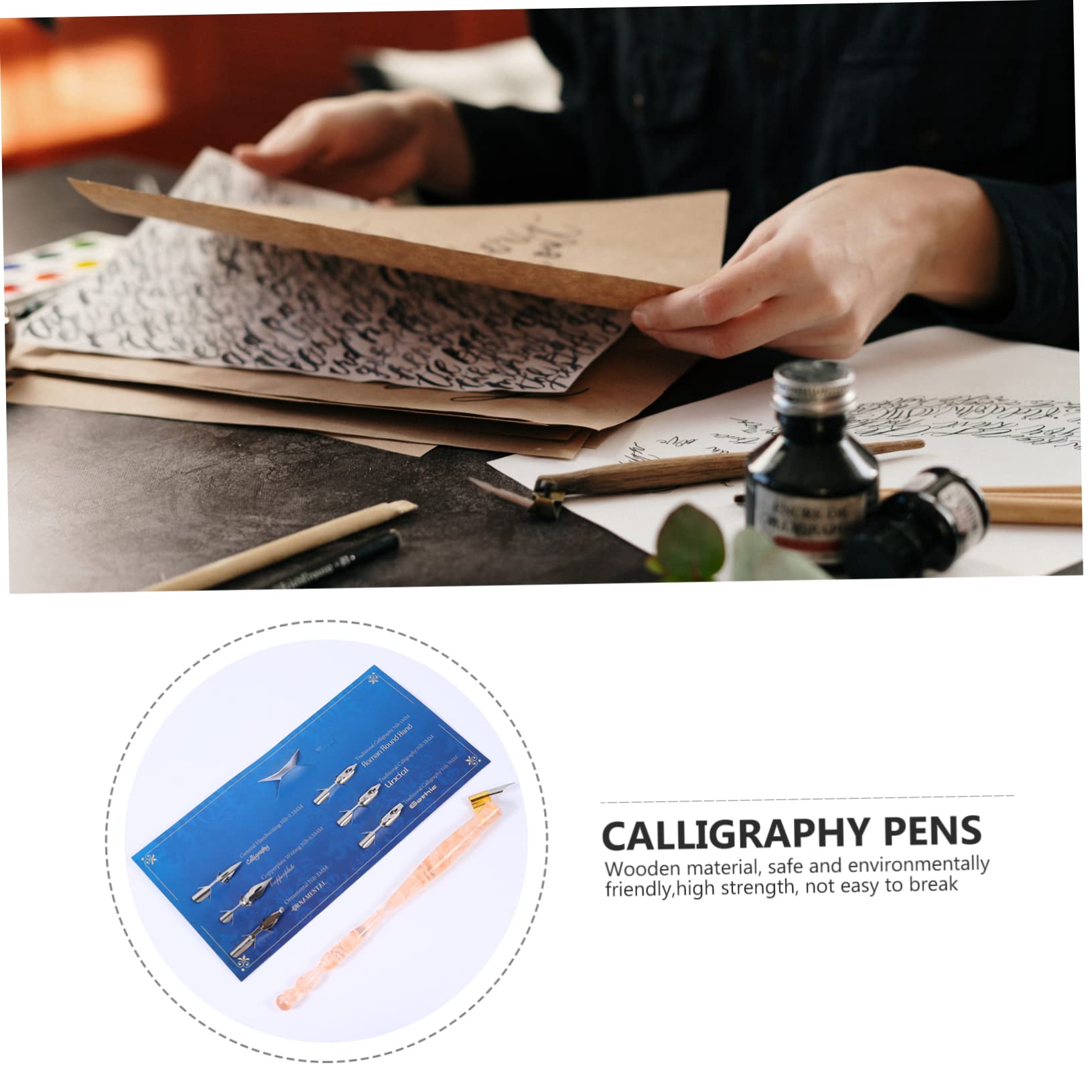 STOBOK 2 Set Elegante Penna Vintage A Immersione Kit Di Scrittura Scolastica Set Penna Calligrafica Impugnatura Comoda