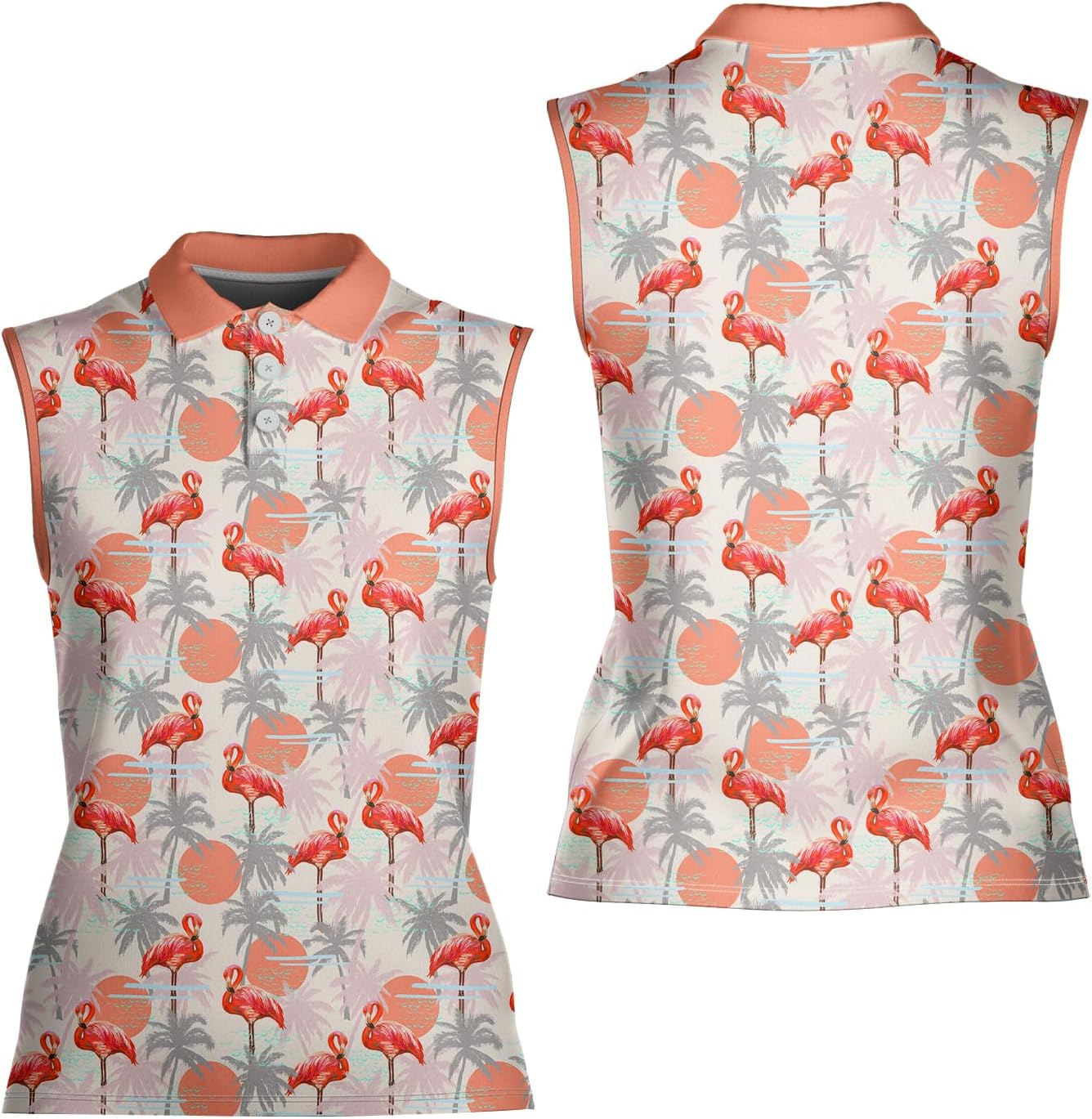 Flamingo Polo Shirts for Men Women, Tropical Flamingo Golf Shirts for Men, Funny Golf Polos for Men Women Summer Sports