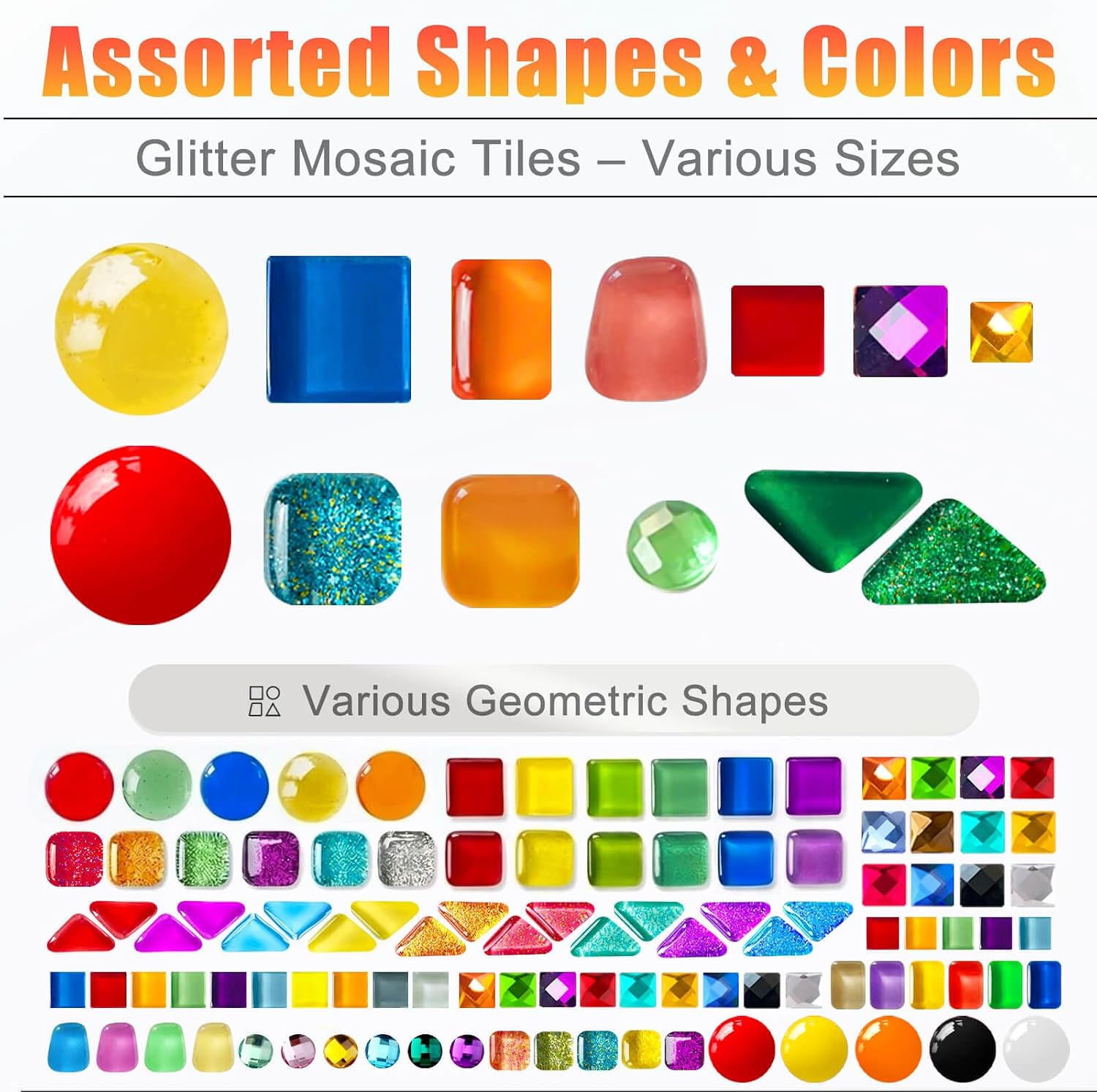 LITMIND Mosaic Tiles for Crafts Bulk, 4.4 LB Crystal Glass Mosaic Pieces, Assorted Irregular Shapes Multicolor Mix, Tiny Tiles for DIY Art Projects