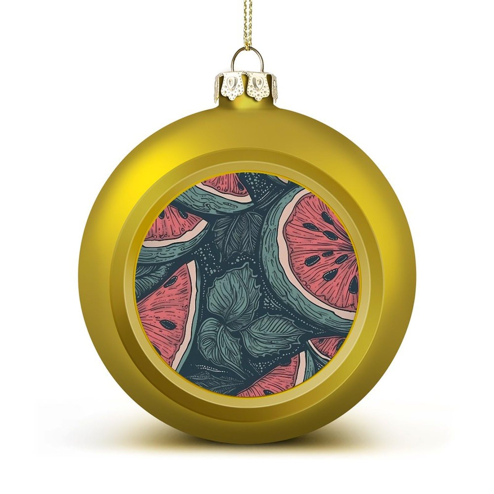 Hand Drawn Watermelon Pattern Christmas Balls Ornaments for Xmas Christmas Tree 1.6" Hanging Shatterproof Xmas Balls Hanging Decor Pendants for Holiday Party Outdoor Indoor DIY Craft Supplies