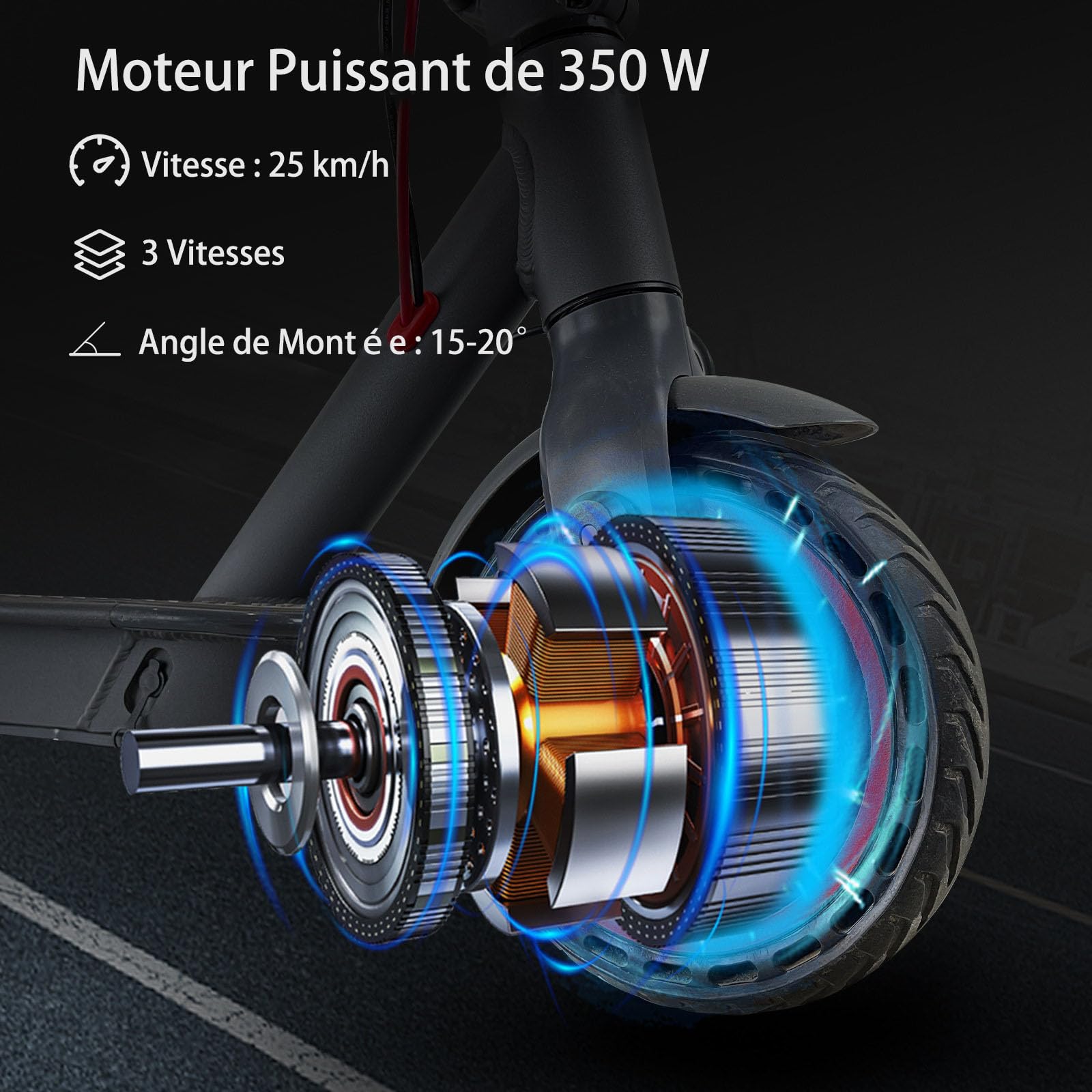Trottinette Électrique Adulte 350W/25KM/H Autonomie 30KM,Trotinette électrique Pliable, Pneus Nid d’Abeille Increvables 8,5",Trottinette Electrique Adolescents Double Frein,APP,Charge 120kg Escooter