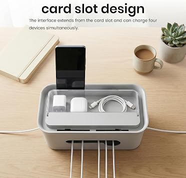Cable Tidy Box, Extension Lead Box with Front Access Opening, Grey