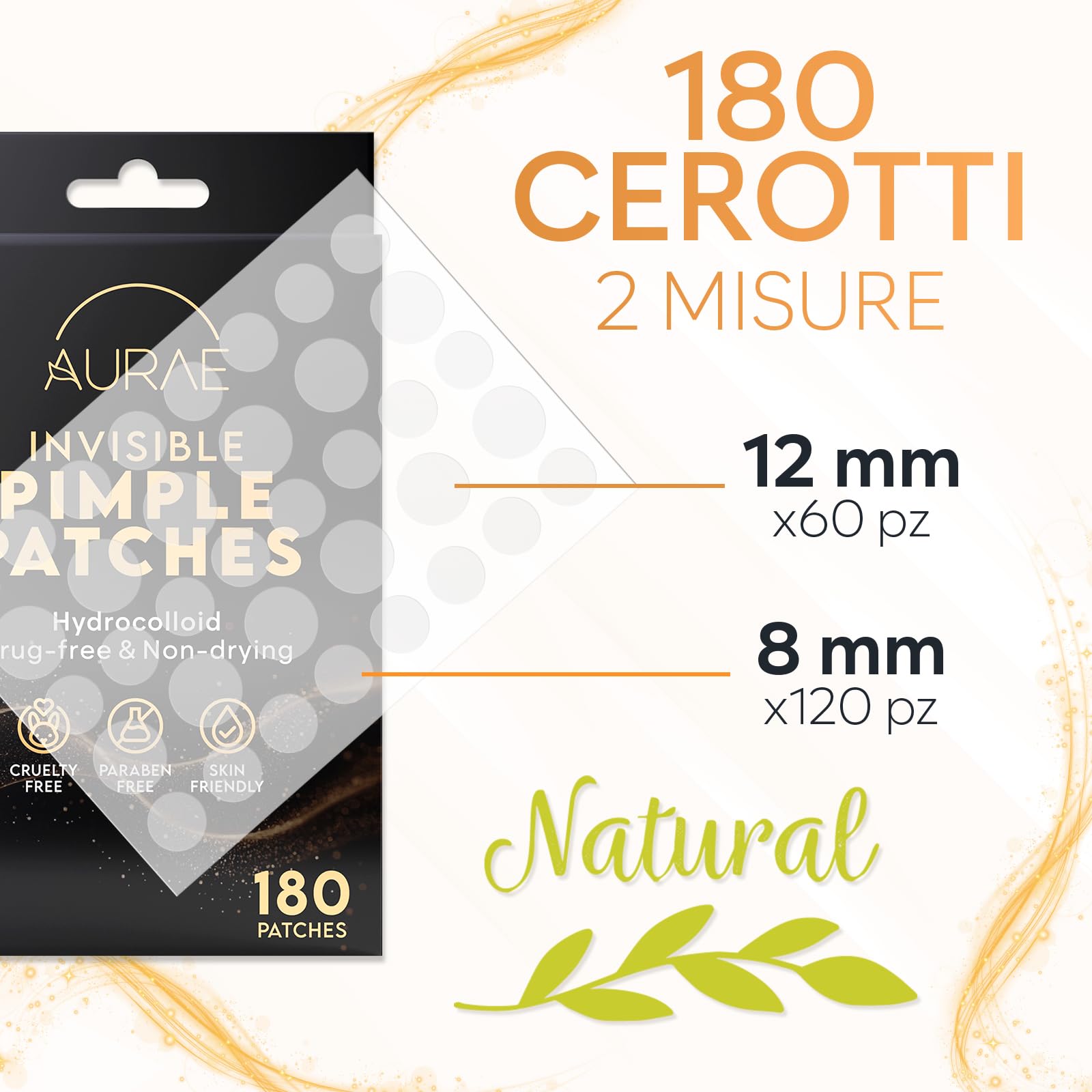 AURAE Patch Brufoli Invisibili (324 Pezzi), Pimple Patch Idrocolloide per il delle Macchie di Pimple, Pimple Patch ill Viso, Cerotti Brufoli per Pimple, Pimple Patches (Dimensioni S/L)