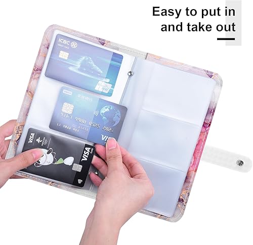 Miniatura 5 de Rouidr Organizador de tarjetas de visita, soporte para tarjetas de visita RFID, libro de tarjetas de cuero delgado, bolsillo para tarjetas de nombre