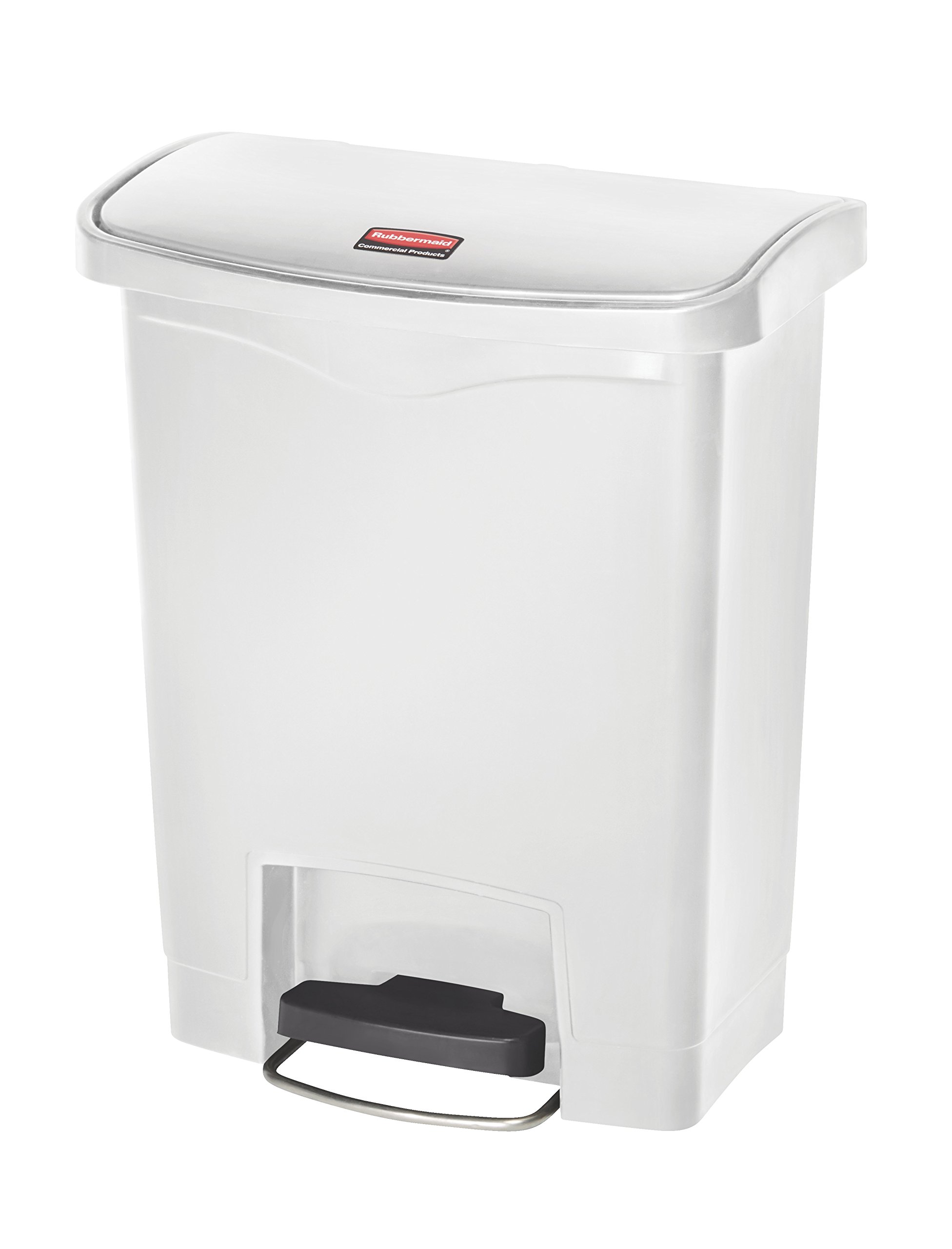Rubbermaid Slim Jim Front Step - On Pedal Bin White 30Ltr