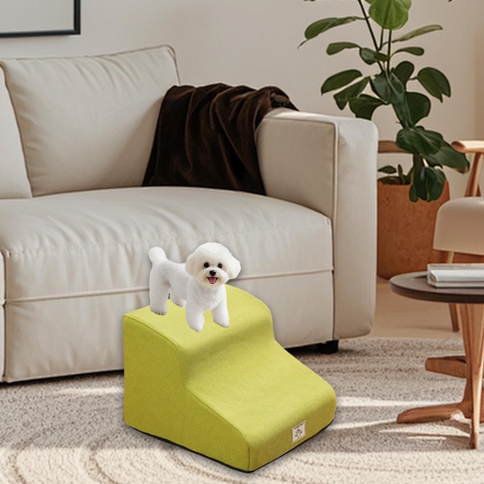 Baoblaze Scala per cani a 2 gradini, rampa per animali domestici, fodera rimovibile e lavabile, scale per animali domestici per divano, auto, casa, Giallo