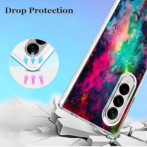 Miniatura 3 de Bcov Funda para Galaxy Z Fold 3 5G, diseño de cielo universo colorido, antiarañazos, funda rígida sólida a prueba de golpes para Samsung Galaxy Z