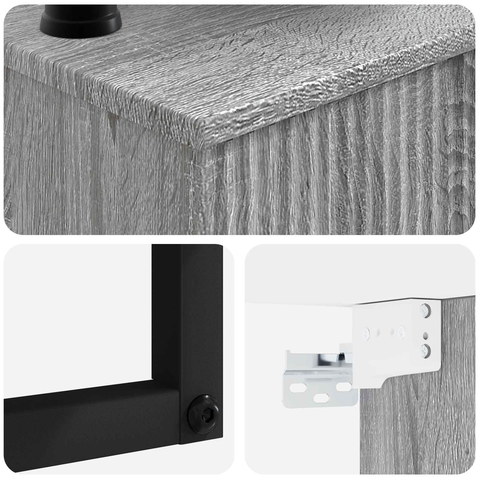 Wandmontiertes Waschbecken Grau Sonoma Holzwerkstoff 53 x 35 x 39 cm mit integriertem Becken platzsparende Wandhalterung für Badezimmer Gäste WC