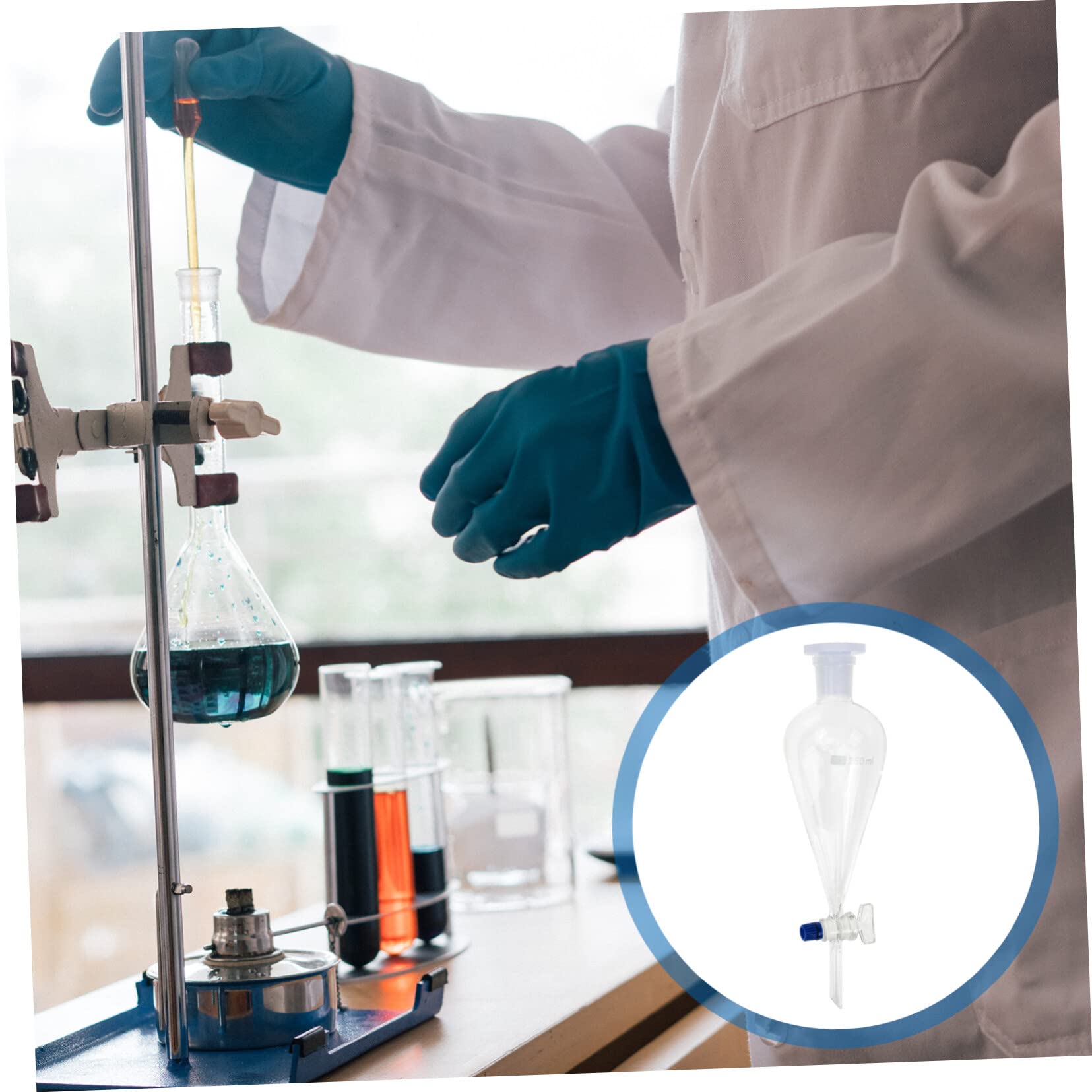 ULTECHNOVO Birnenförmiger Scheidetrichter Glasgelenk Glastrichter Extra Großer Trichter Laborglas Glasscheidetrichter Scheidetrichter 500Ml Konisch Scheidetrichter Zubehör Konisch