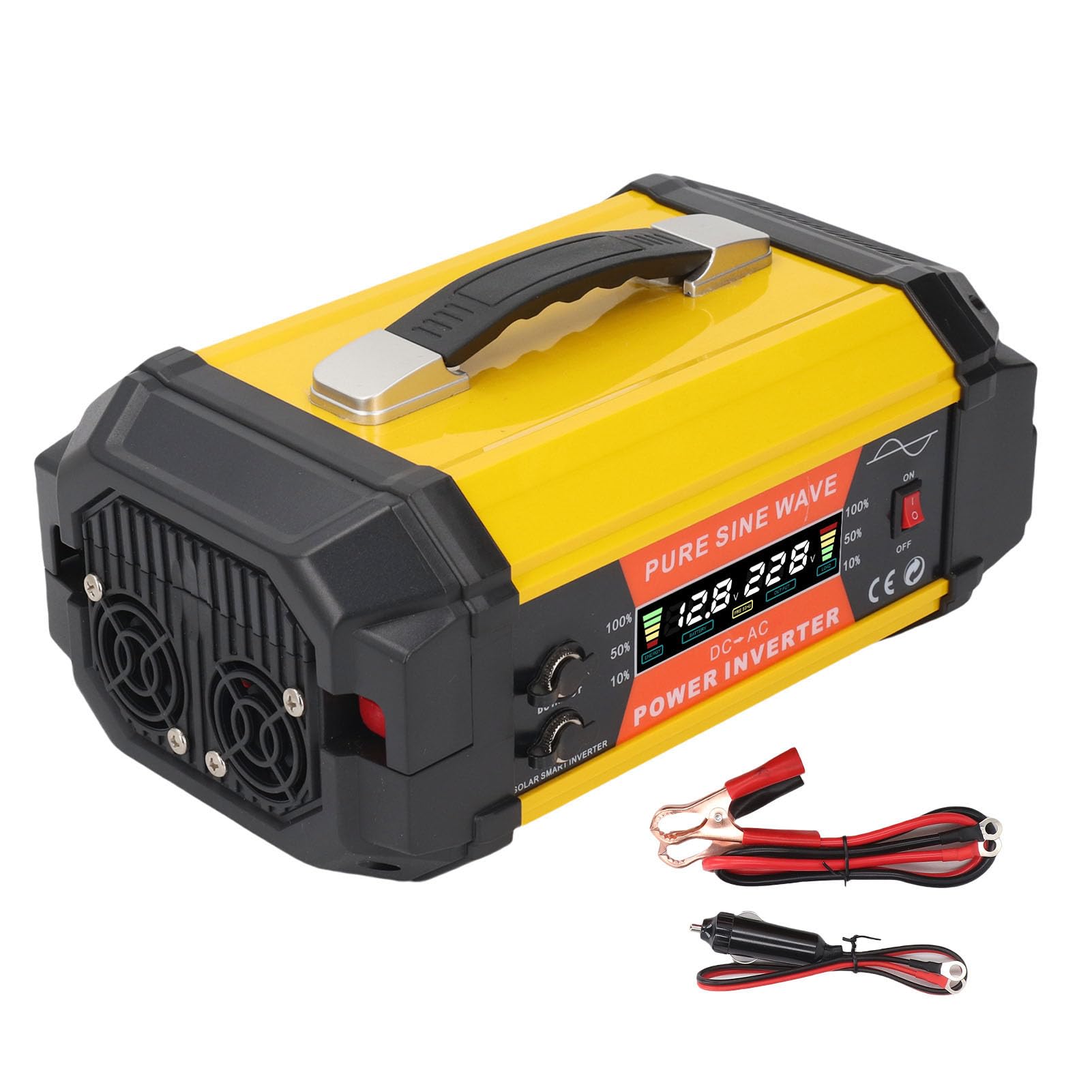 Keenso Przetwornica Czystej Fali Sinusoidalnej, ABS 12 V do 220 V Samochodowa Przetwornica Sinusoidalna 500 W Ciągła Moc Szczytowa 1000 W z Podwójnym Wyświetlaczem LCD USB do łodzi Samochodowej Domowe
