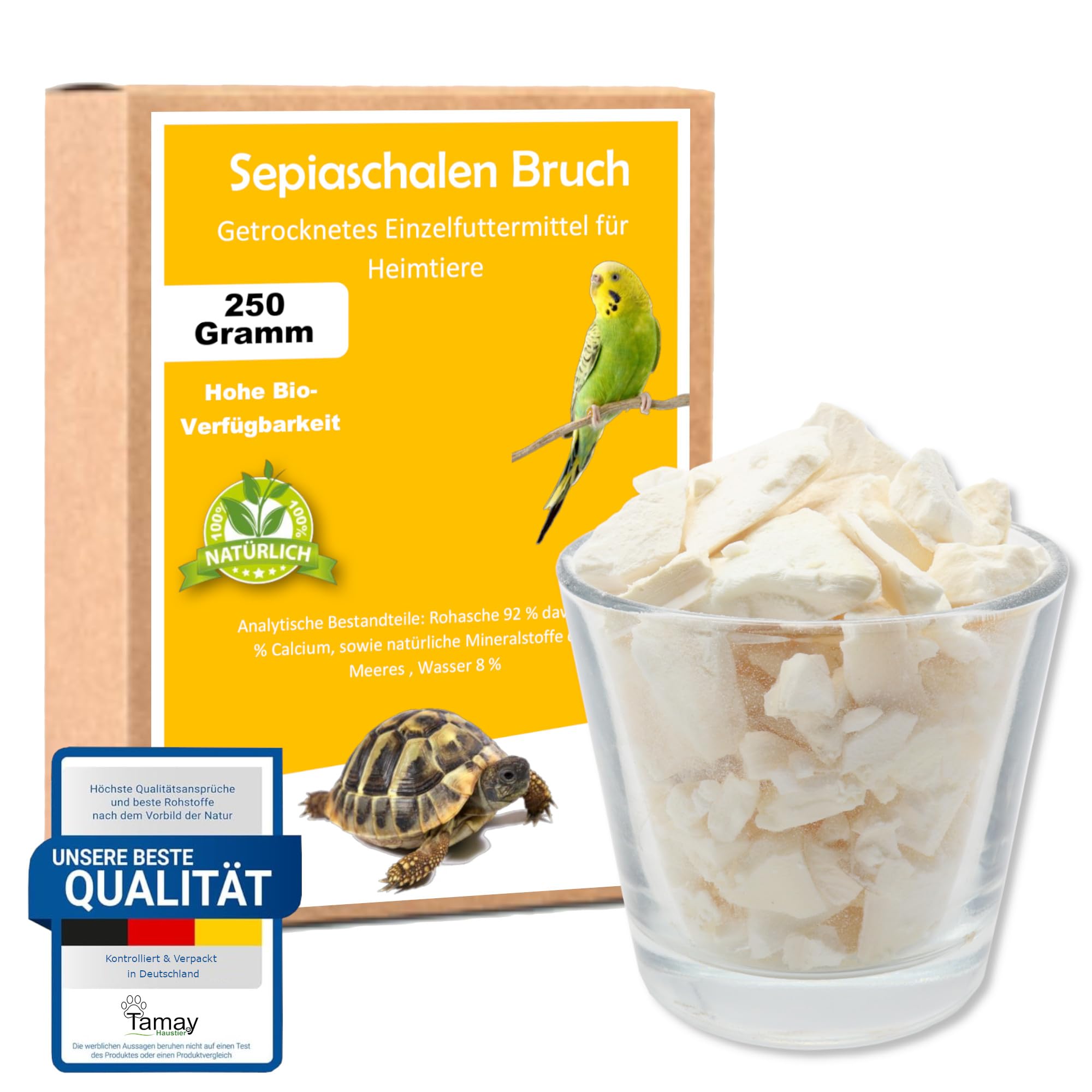 Miski sepia w jakości premium (250 g), optymalne zaopatrzenie w wapń i witaminy dla żółwi, bartagame, gekonów, gadów – wapno paszowe, wapno, akcesoria do terrarium