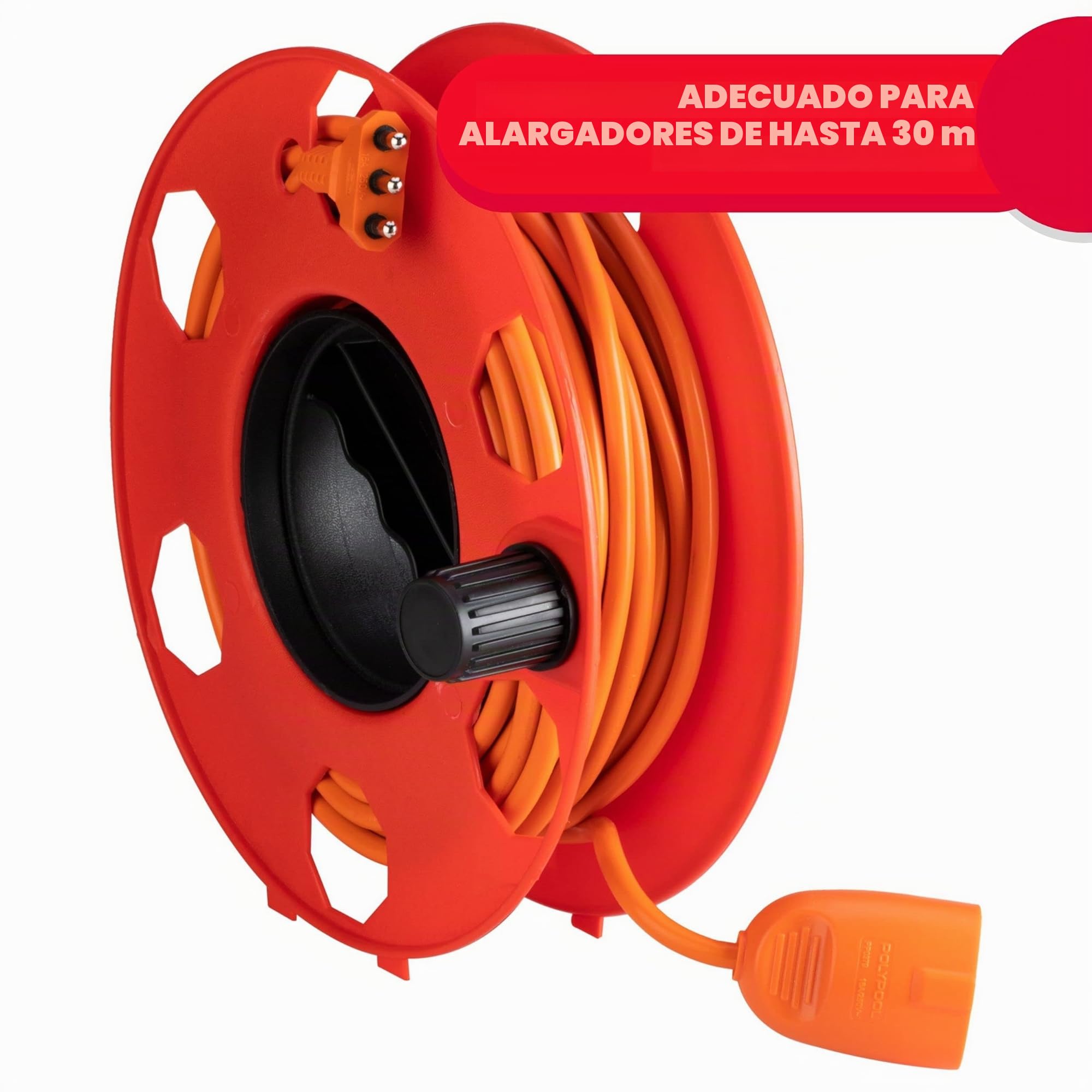 POLY POOL PP2603 Rodillo Carrete de Cable Profesional ROLLY, para Prolongadores Eléctricos, Cuerdas, Tubo Flexible, Adecuado para Cortacésped.