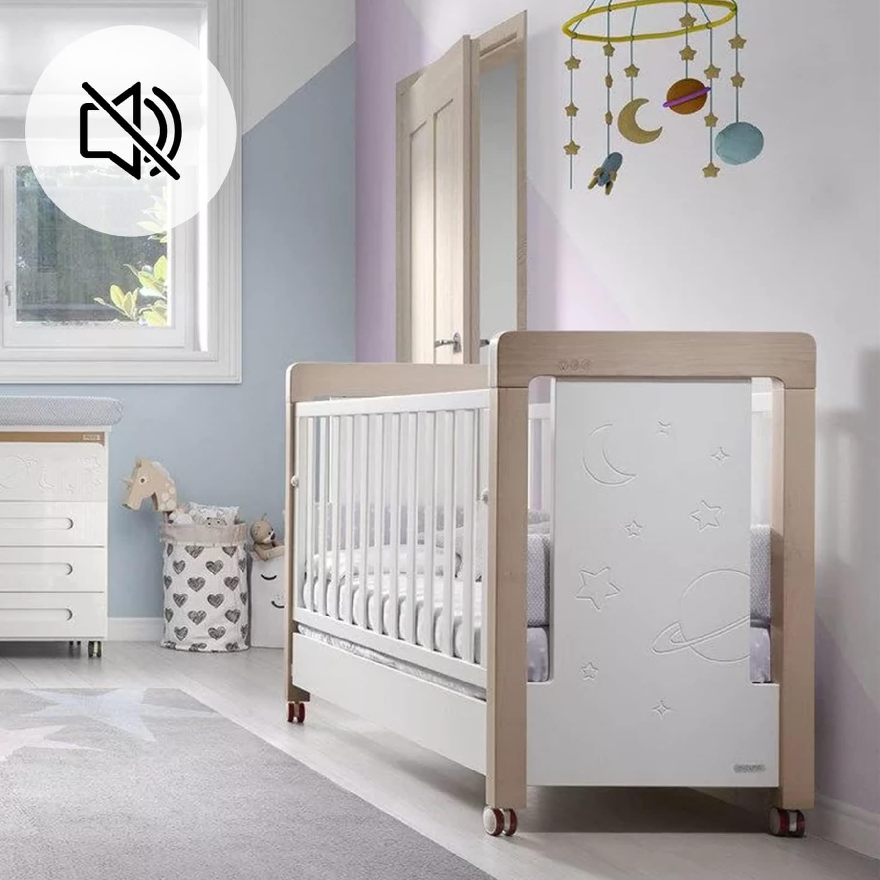 Roulettes pour Meubles d'enfants，4 Pièces Support roulettes pivotantes lit de bébé Roulettes de berceau pivotant，pour Berceaux, Poussettes, Chaises
