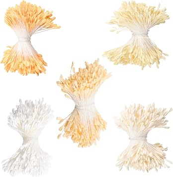 1700 Pcs Stamens for Crafts, Matte Malt-Shaped Simulated Stamens for Artificial Flowers DIY Wedding Party Home Scrapbook Decoration5 Styles
