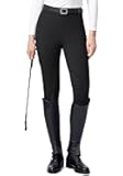 SANTINY Women's Horse Riding Pants with Zipper Pockets Knee-Patch Schooling Tights Equestrian Breeches for Women
