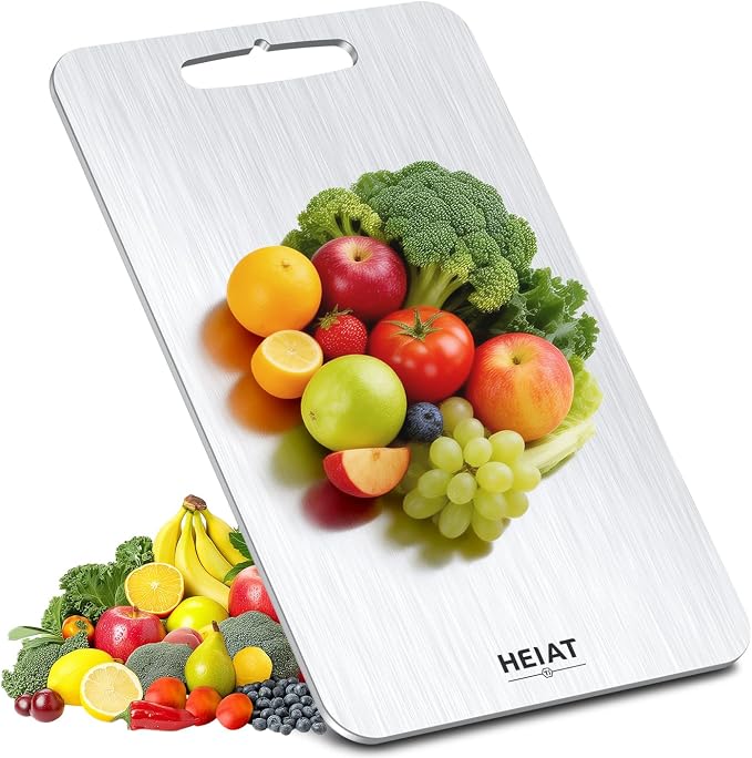 HEIAT Titanium Cutting Board with Dual-Sided Features