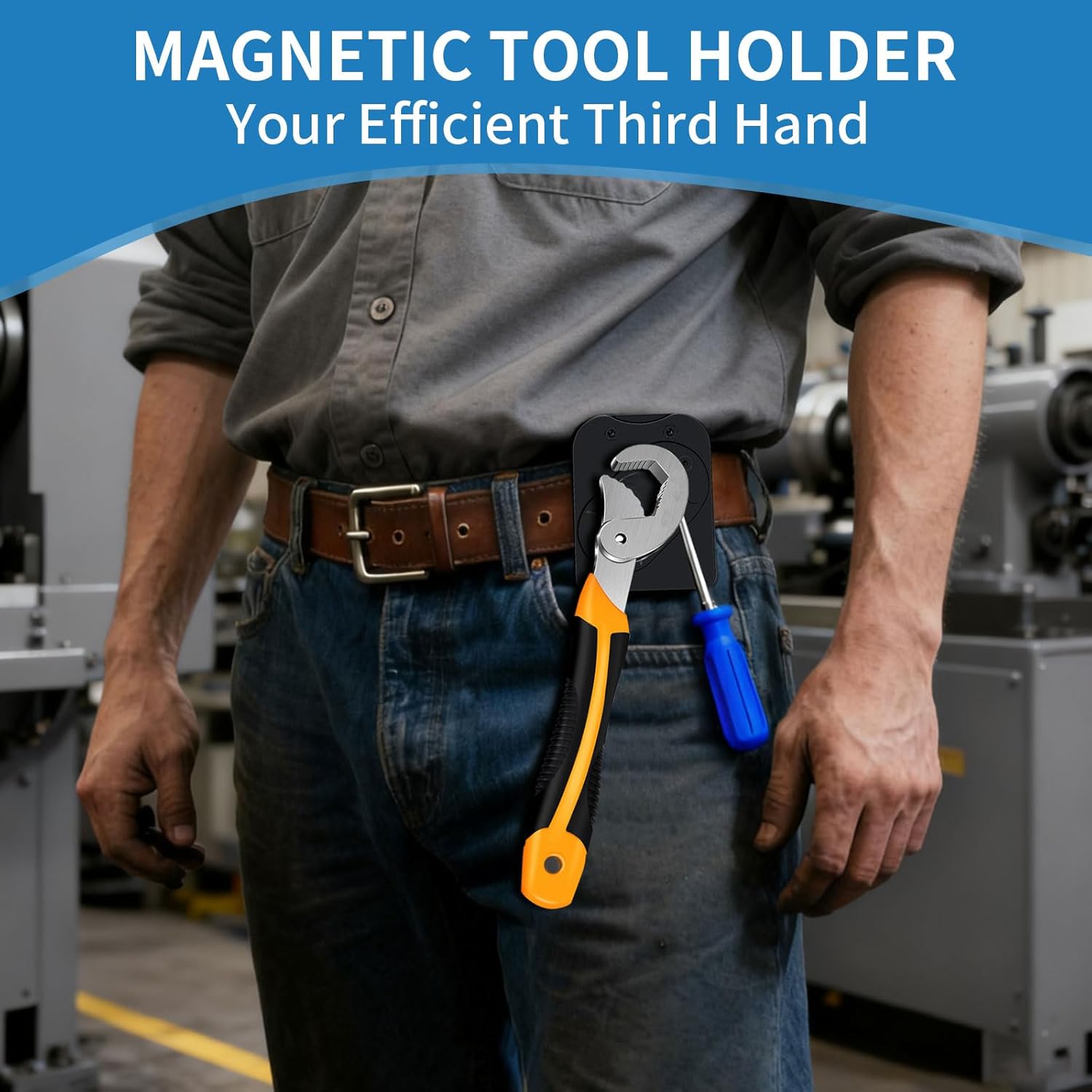 Paxato Magnetic Tool Holder - Strong Belt Magnet Holster with Magnetic Belt Clip, Ideal for Hammer Holster, Screws, Nails, Pliers, Wrench, Drill Bits, Sockets & Essential Tool Belt Accessories