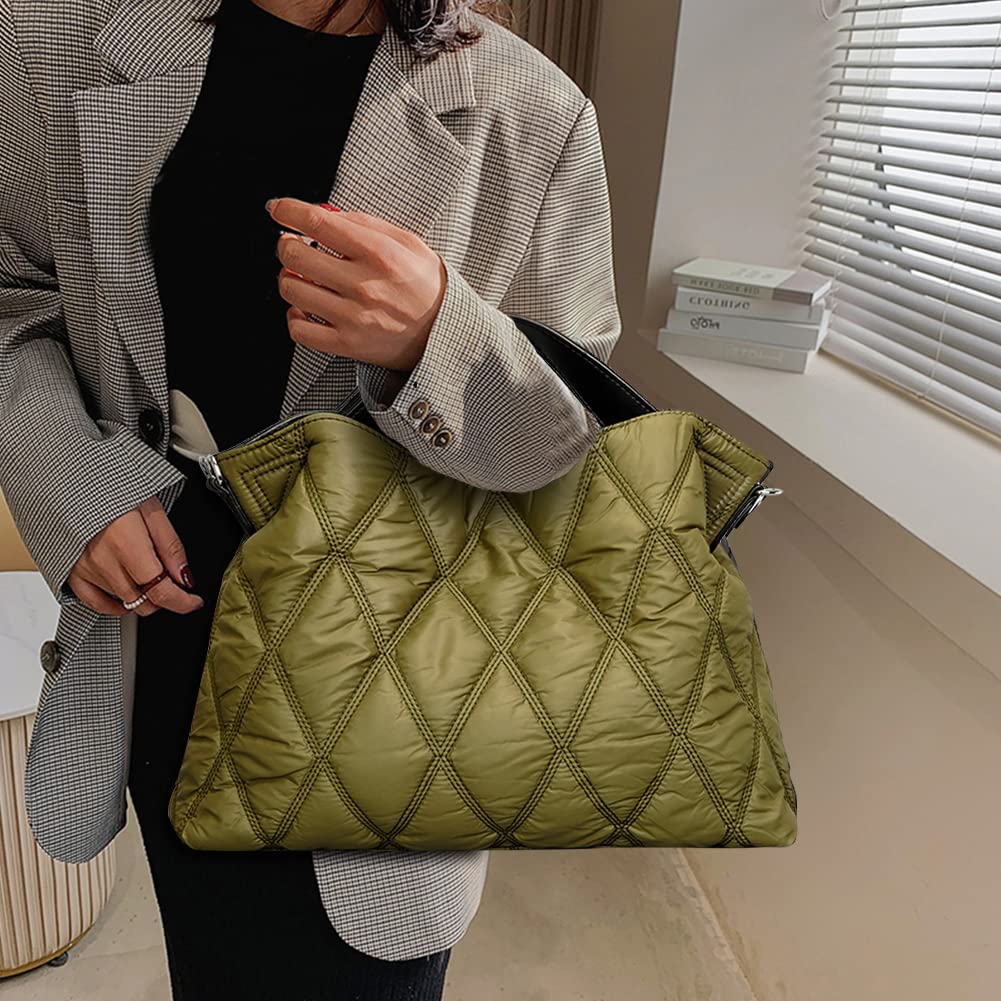 bolso de hombro elegante Otoño Invierno bolsos de mano para mujer moda Simple suave cálido Nylon portátil para compras de fiesta