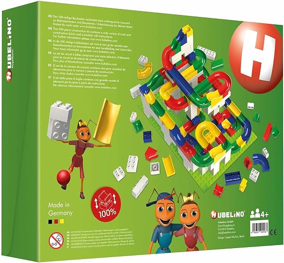 Hubelino Marble Run - 200-Piece Big Building Box - The Original! Made in Germany! - Certified and Award-Winning Marble Run - 100% Compatible with Other Building Sets