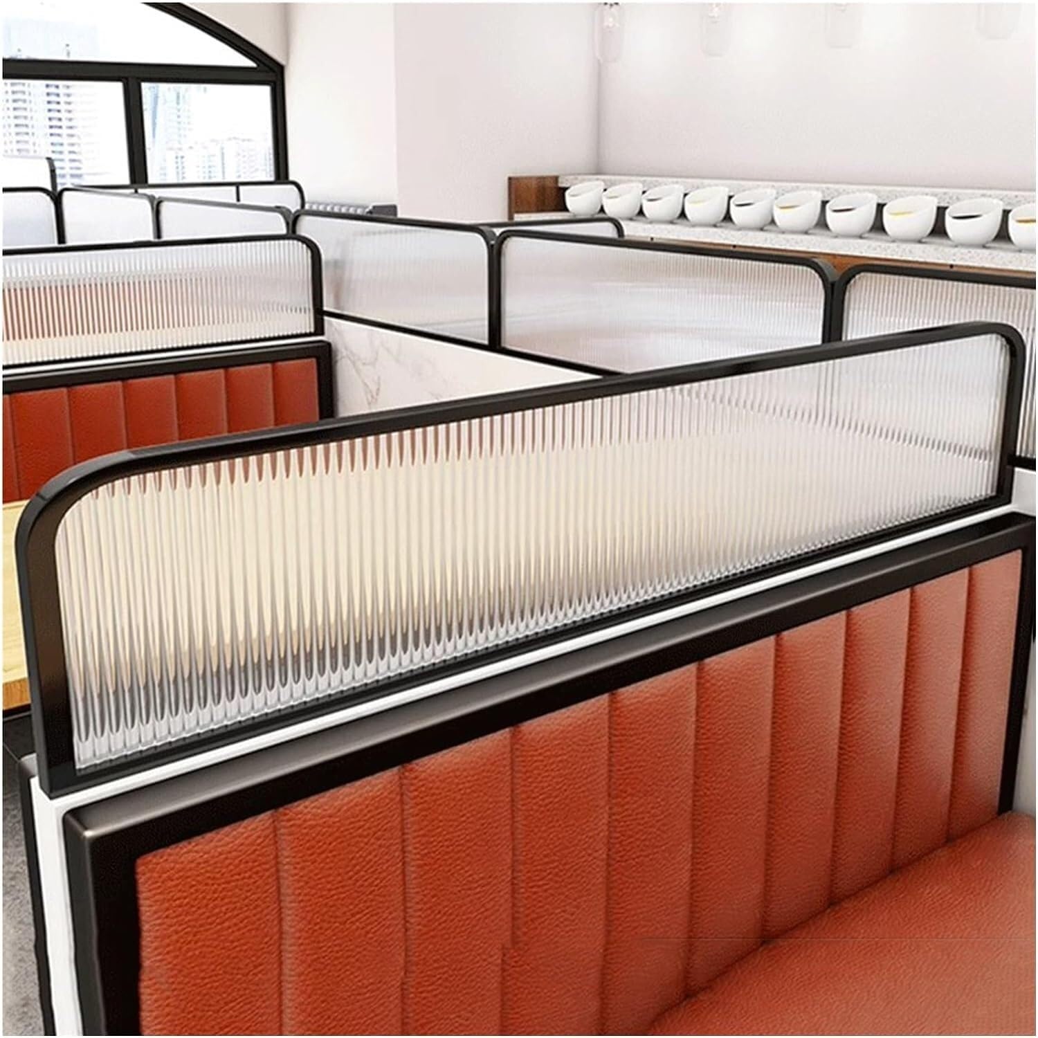 SYzTcN1 Dividers For Dining Areas Restaurant Decorative Partitions Striped Glass Low Fence Desk Divider(Black-a,50x110cm)