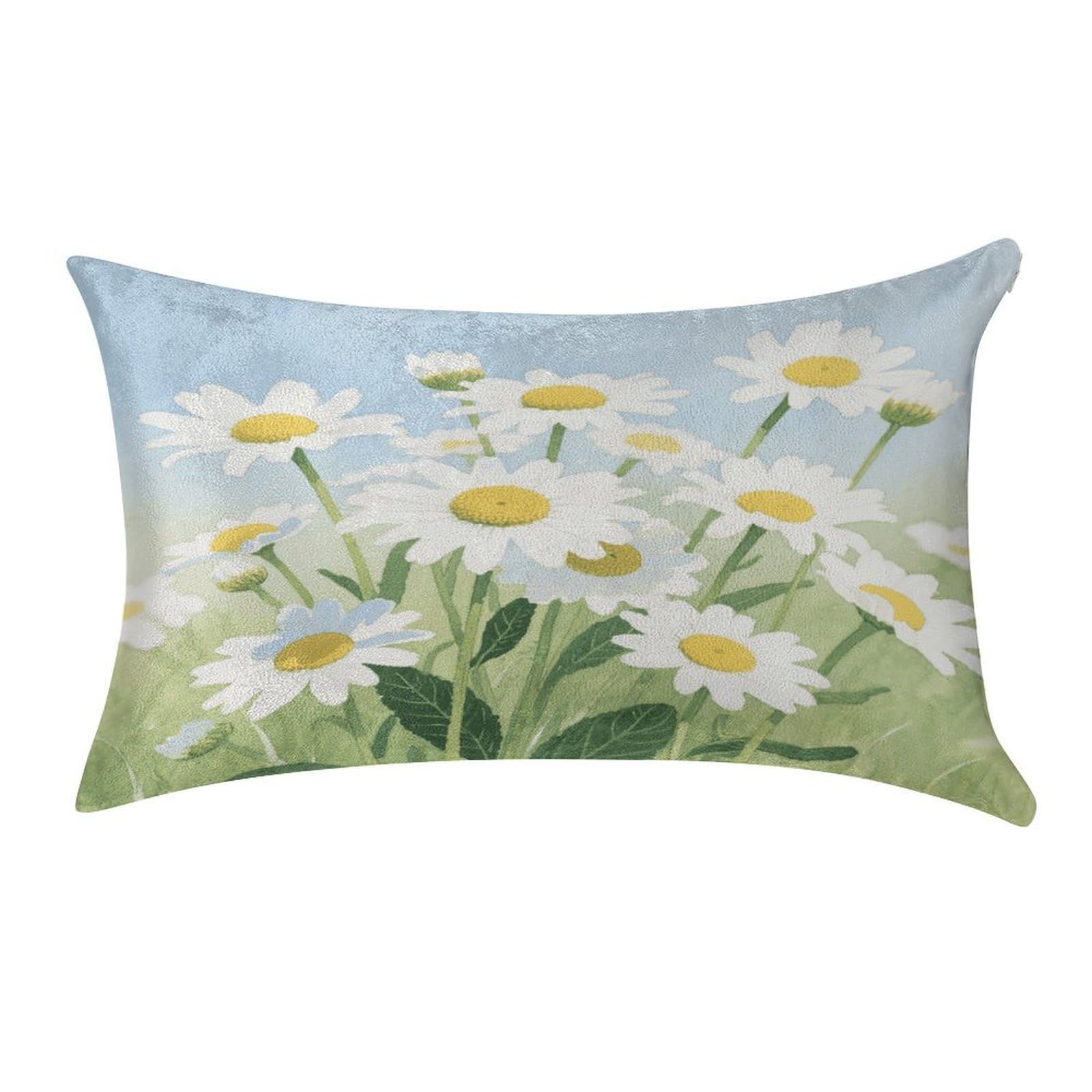 VstaDank Watercolor Daisy Pillow Covers Rectangular Cushion Case Cozy Decorative Throw Pillowcase Luxury Lumbar Pillow Shells with Zipper Soft Velvet Pillows Shams 12 X 20 in