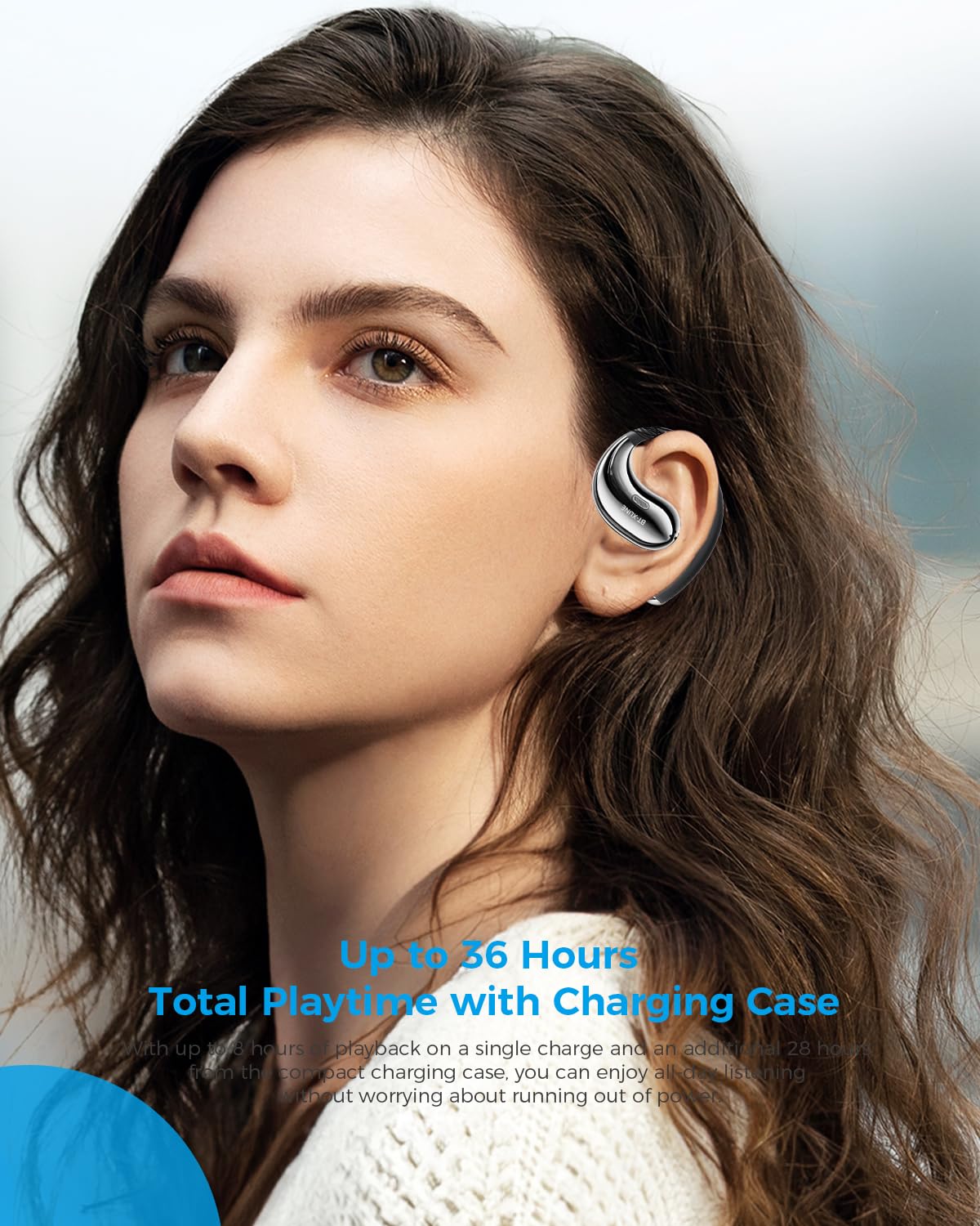 Micool Cuffie open-Ear Bluetooth 6.0, clip on auricolari senza fili con tempo di riproduzione 36H, riduzione del rumore, auricolari vivavoce, vestibilità comoda, per corsa, fitness e viaggi