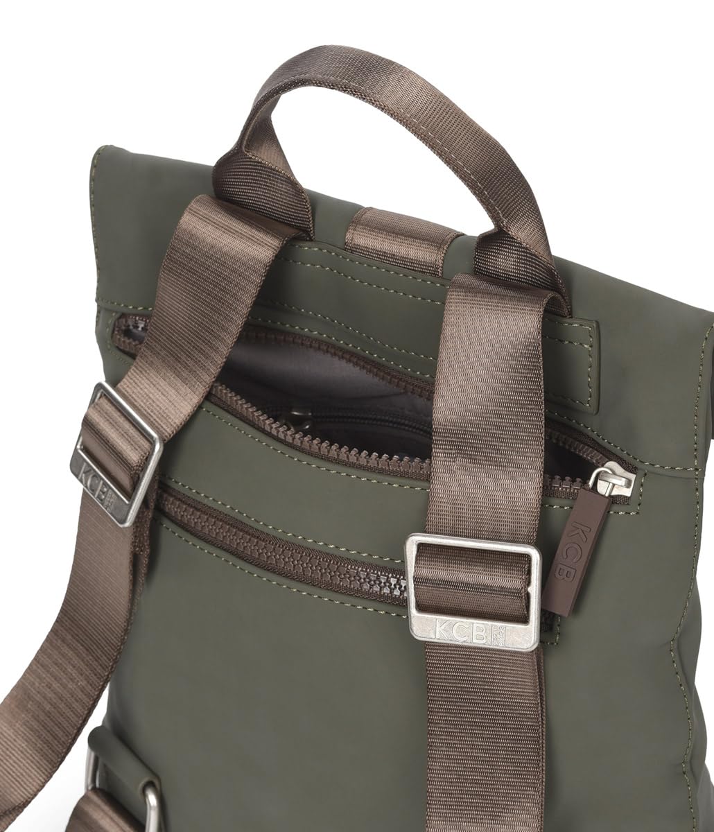 KCB Mochila Antirrobo Pequeña Chain | Seguro | 100% Vegano | Color Khaki | Diseño Seguro y Práctico | Bolsillos Multiusos con Cremallera | Material Resistente | Asas Ajustables