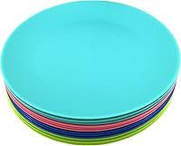 Vista 1 de Platos de plástico reutilizables de 10 pulgadas – Plato plano de cocina – Apto para lavavajillas y microondas – Juego de 12 platos apilables