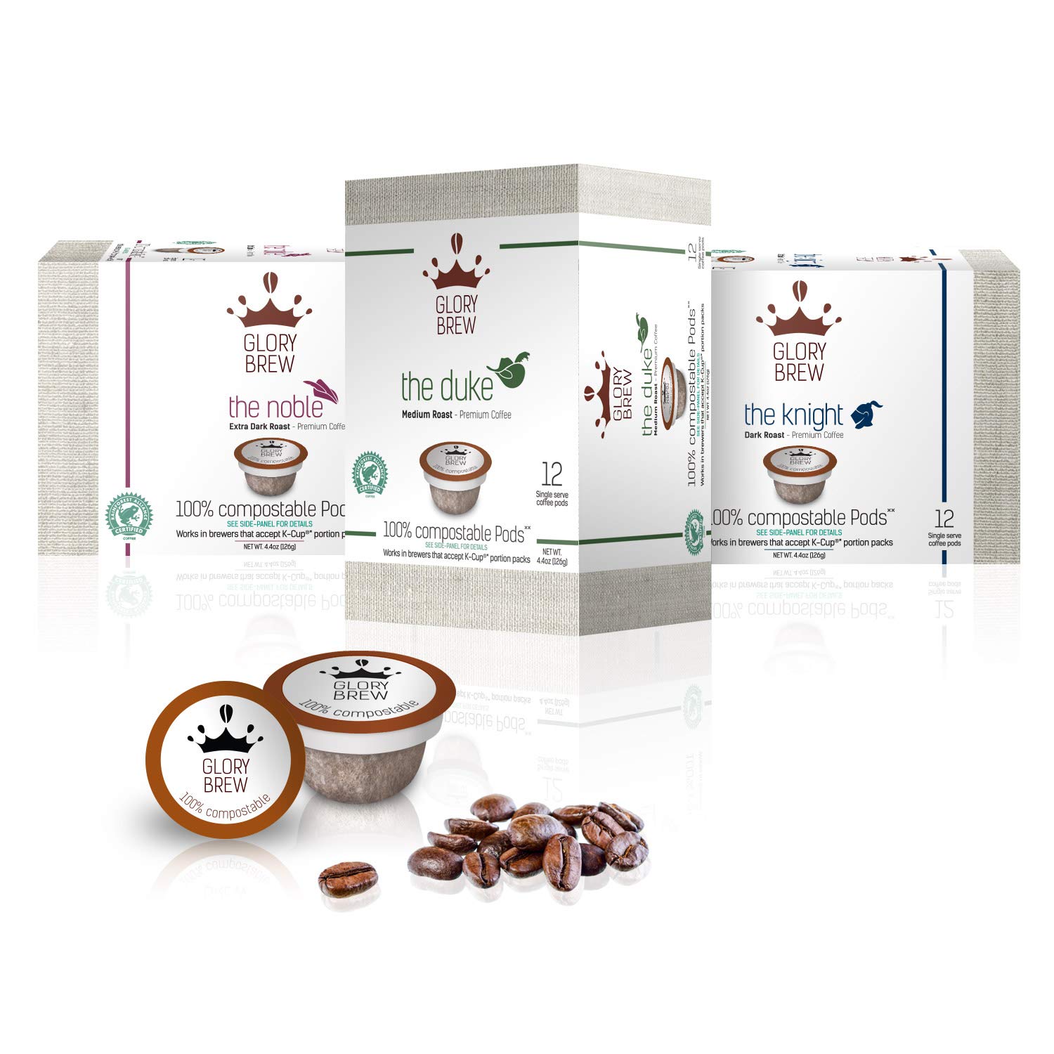 GLORYBREW 36 K Cup Variety Pack 100 Compostable Keurig Coffee Pods