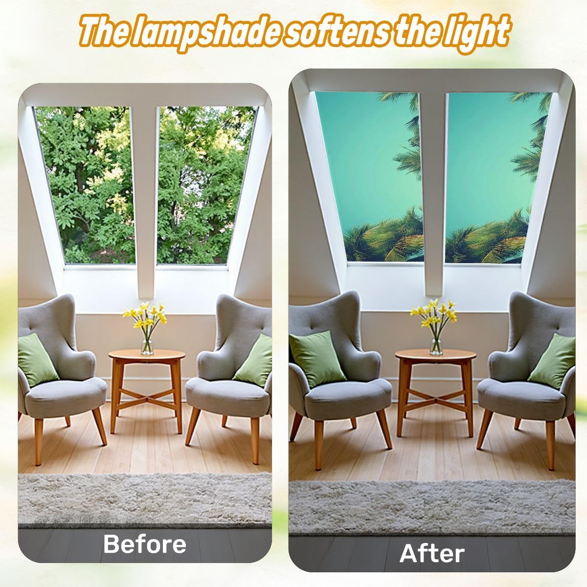 Fluorescent Light Covers for Ceiling Lights Coconut Palm Trees Tropical Beach Vintage Easy to Install Magnetic Light Filter for Classroom Office Hospitals School Home Decor