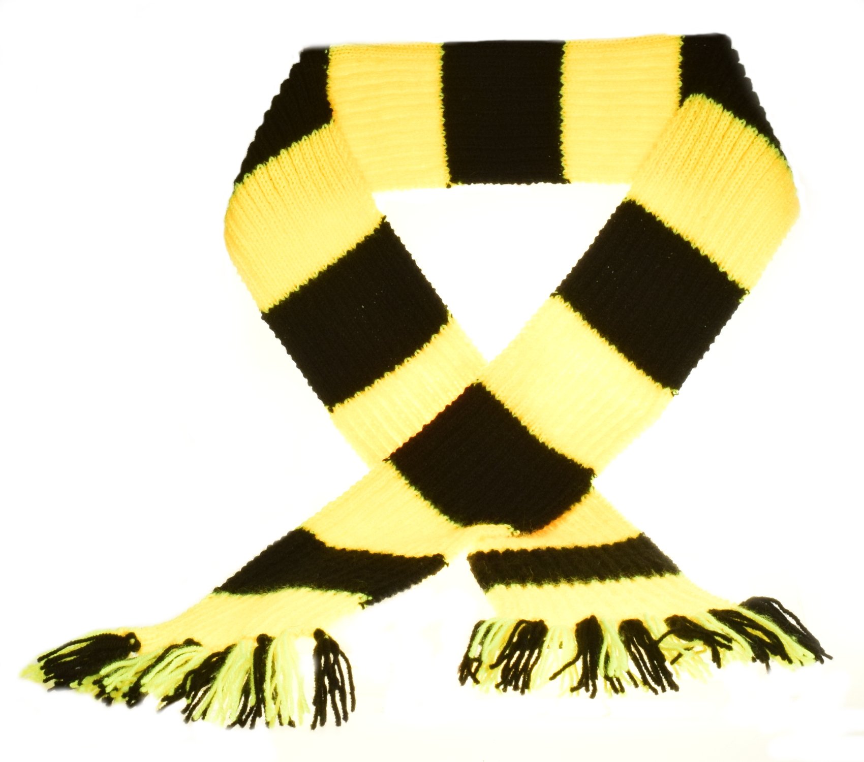 Premier League Striped Football Scarf Kit - Knitting Pattern Wool & Needles (Watford - Yellow/Black) โ image 1
