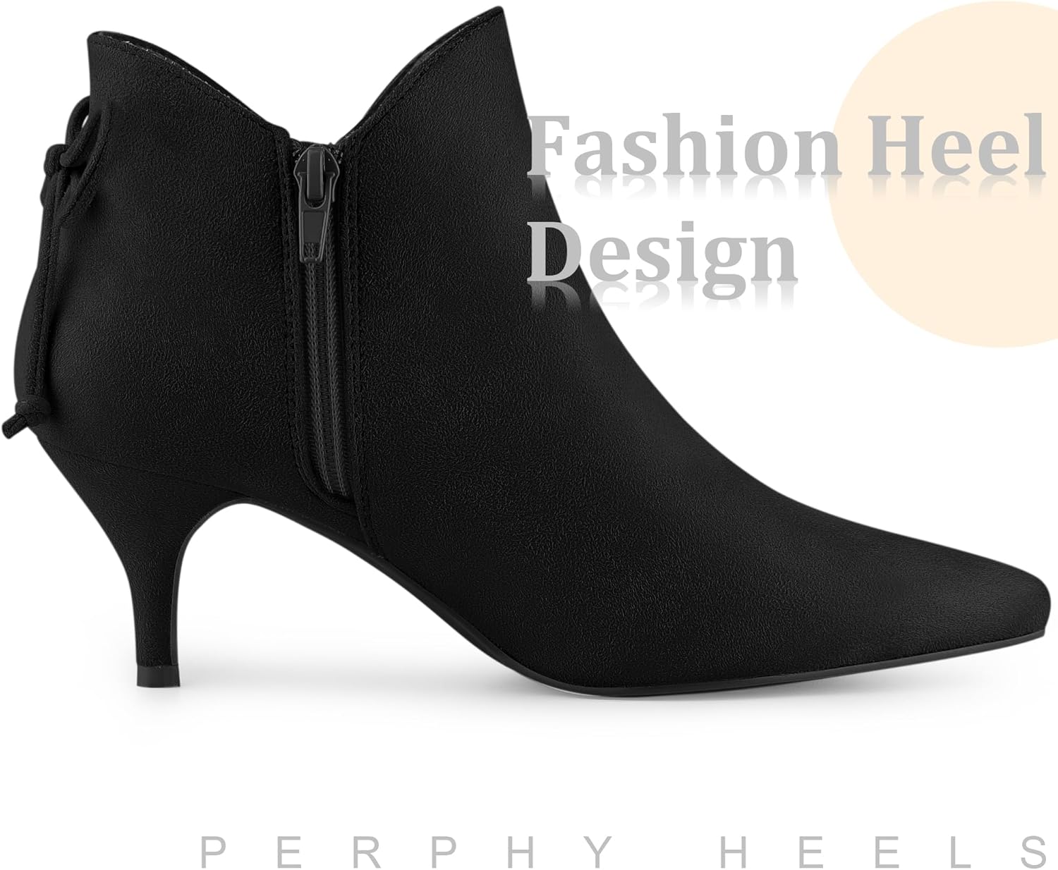 Perphy Pointed Toe Bow Kitten Heel Ankle Booties for Women - Image 5