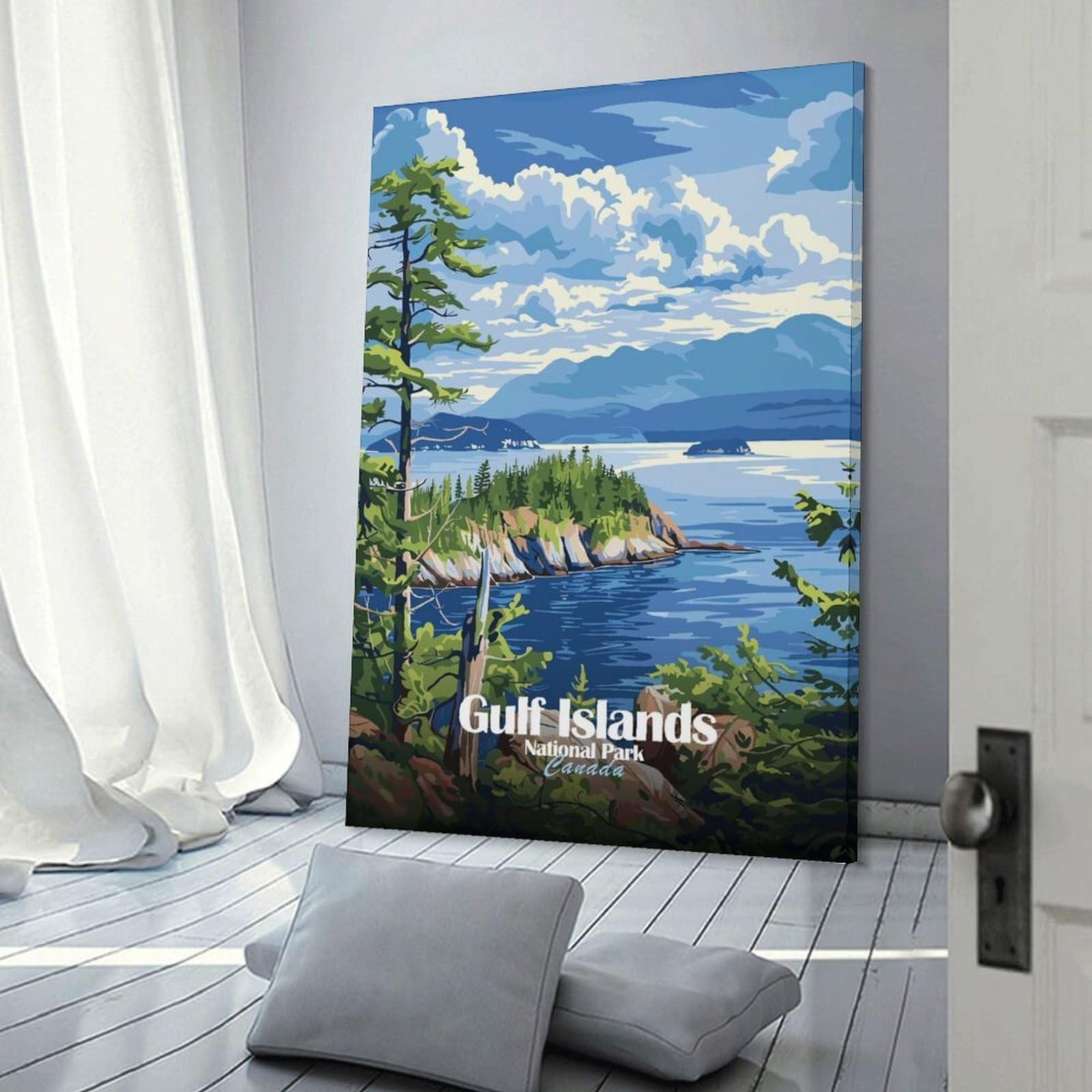Junmoney Gulf Islands National Park Canada Canvas Wall Picture 08x12inch(20x30cm), for Contemporary Homes, Apartments Or Offices, Wall Decor with Flexible Room Appeal