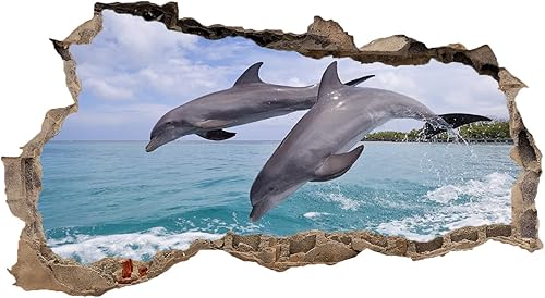 Miniatura 8 de Calcomanía 3D destrozada, vinilo extraíble de delfín, adhesivo decorativo para despegar y pegar, decoración de pared de la vida marina para niñas,