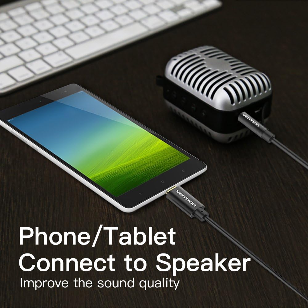 Phone connected to car stereo with VENTION USB C to 3.5mm cable