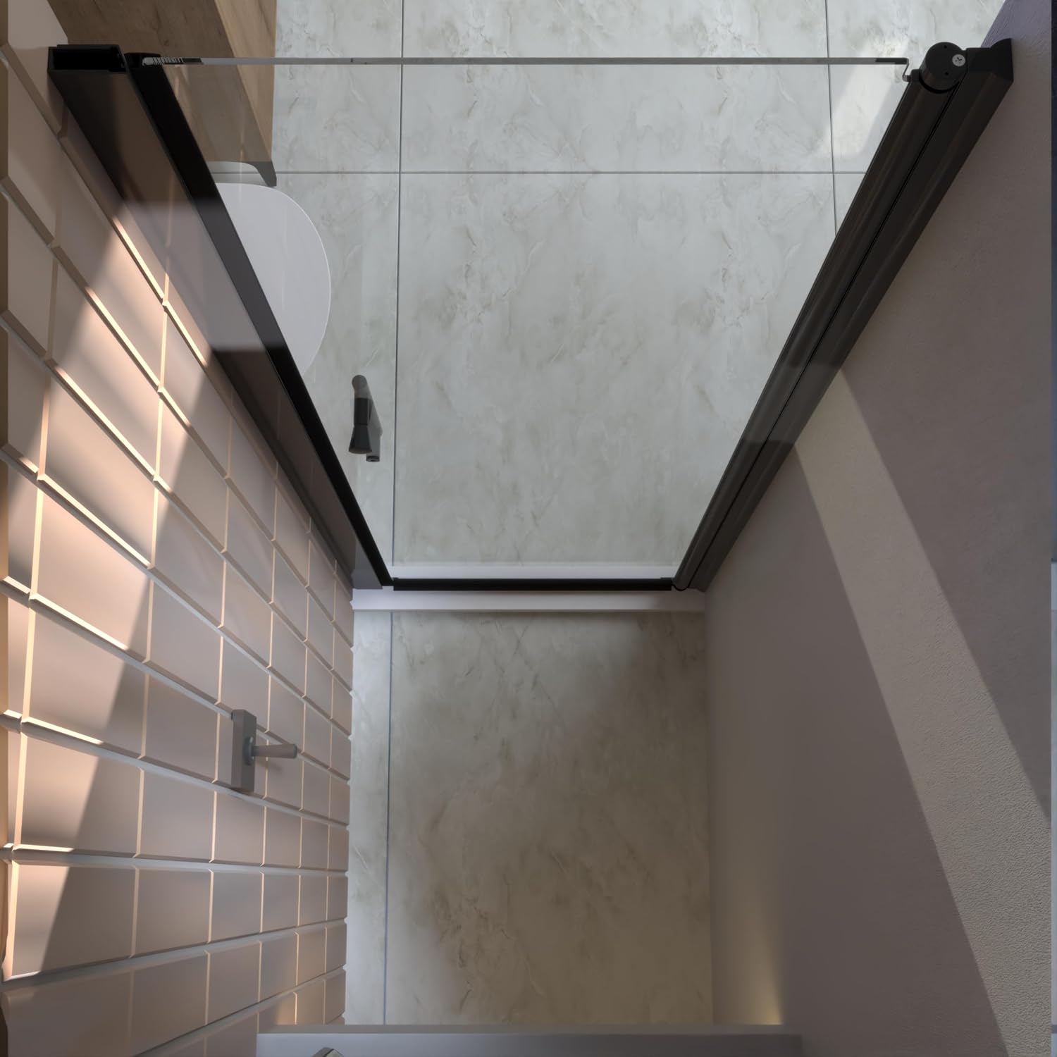 Matte Black Finish Pivot Shower Door – 24" W x 72" H Adjustable Frameless Glass Door with Magnetic Seal & Stainless Steel Handle, Easy Installation