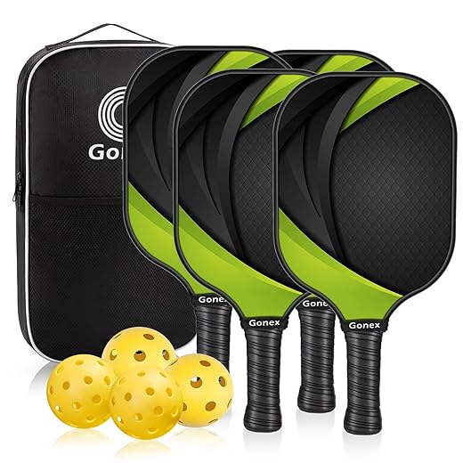 GRM Pickleball Paddles, Pickleball Set of 2, USAPA Graphite Pickleball Racket, Lightweight Pickle Balls Equipment with 4 Balls and Portable Carry Bag