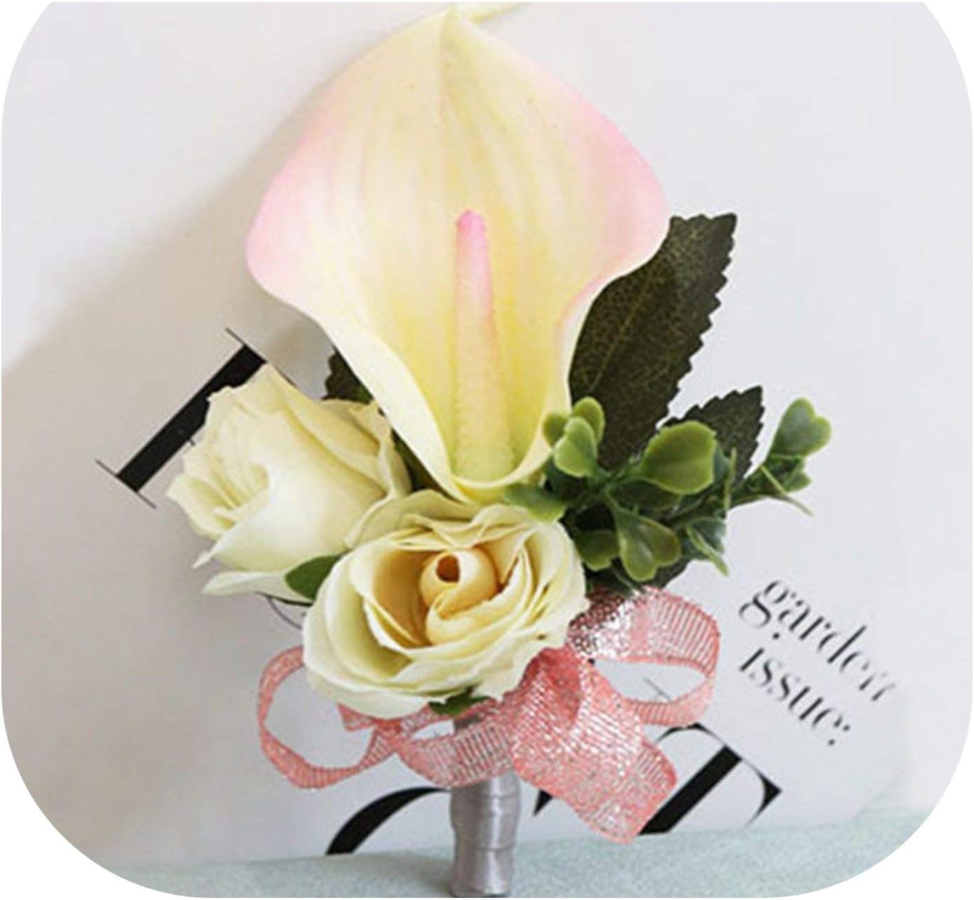 Boutonnieres Wedding Silk White Pink Calla Lily Corsages