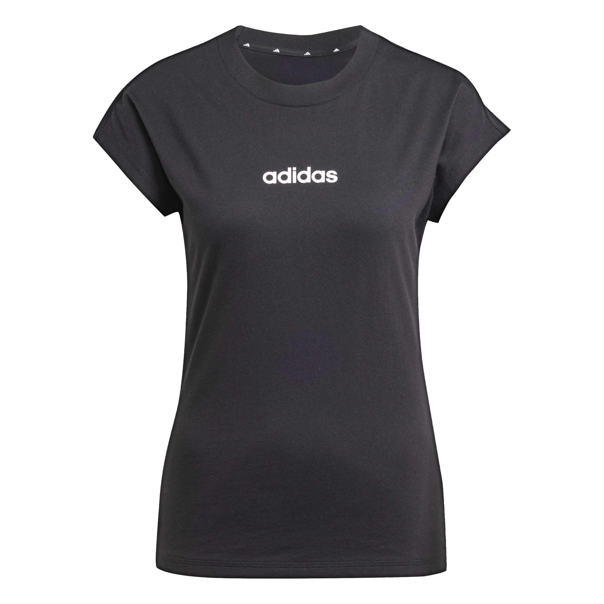 adidas Donna Essentials Linear Cotton Shirt, Black/​White, S